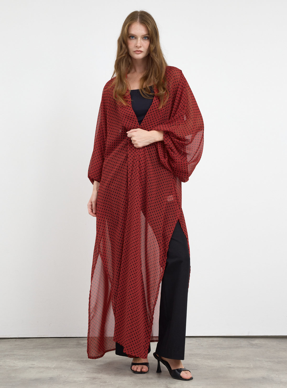 Red Polka Dot Elegance Abaya
