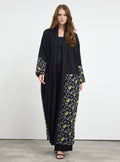 Black Flower Print Abaya