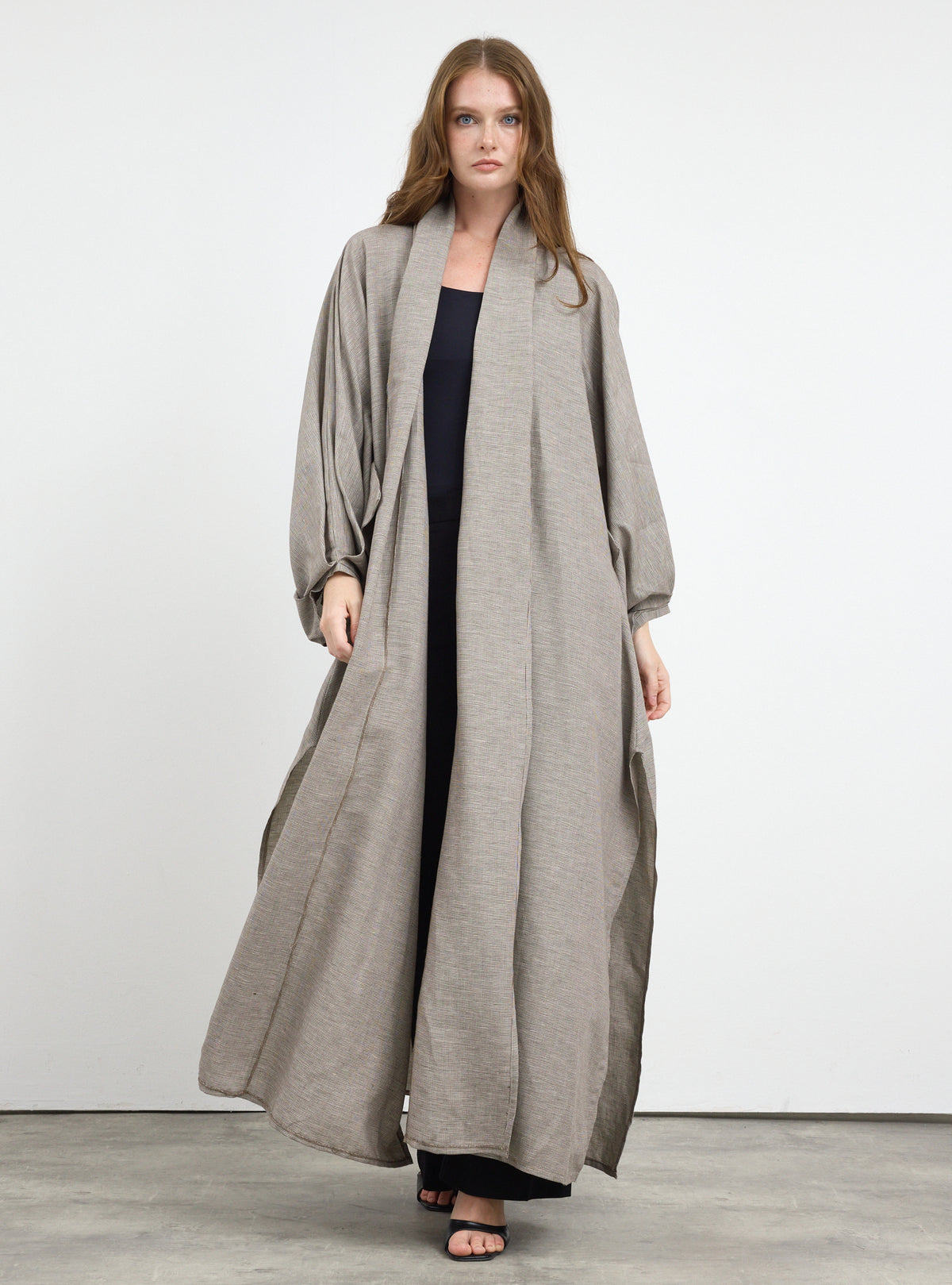 Houndstooth Print Cotton Abaya