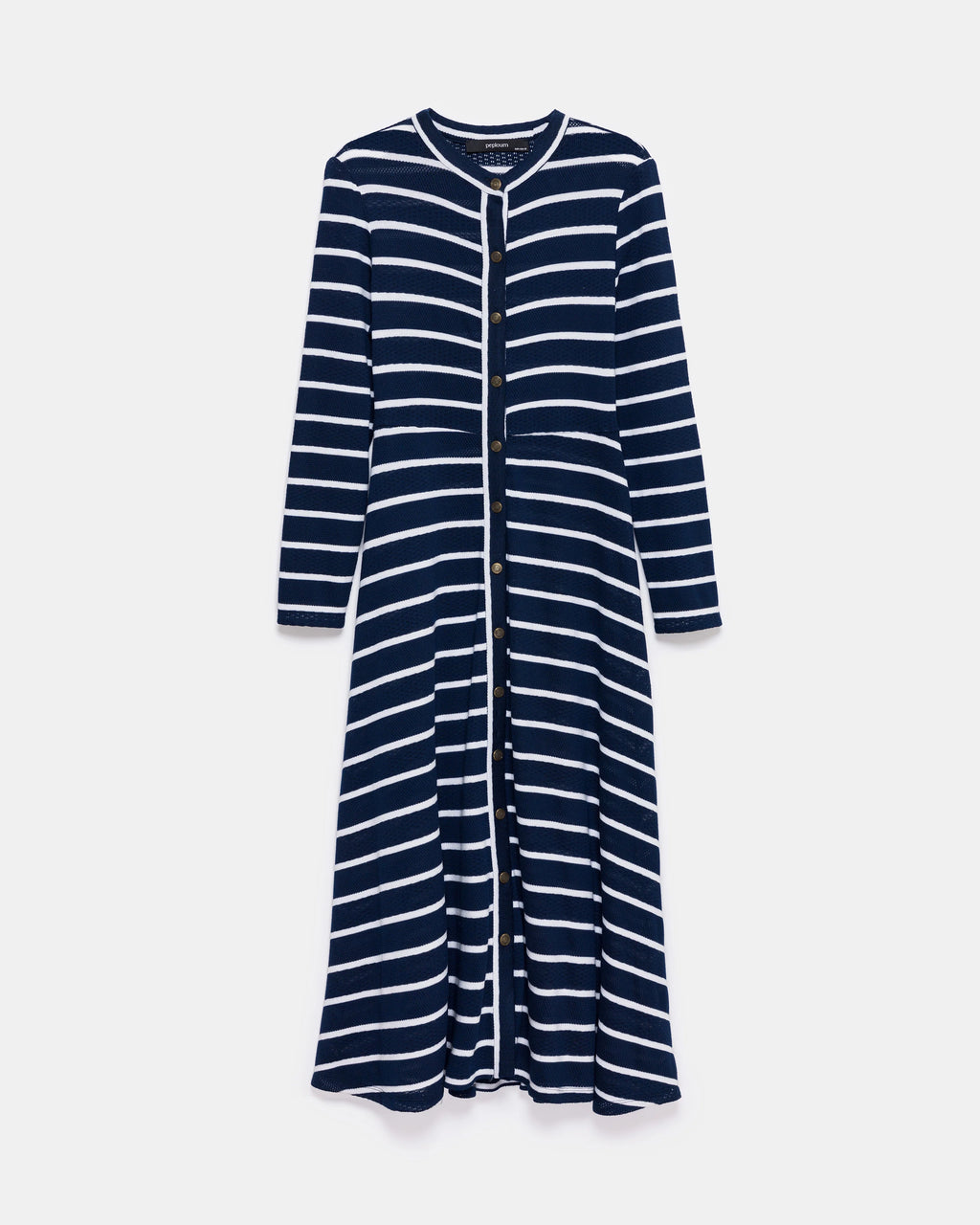 Navy Blue Stripe All-Season Ribbed Knit Dress - Store WF