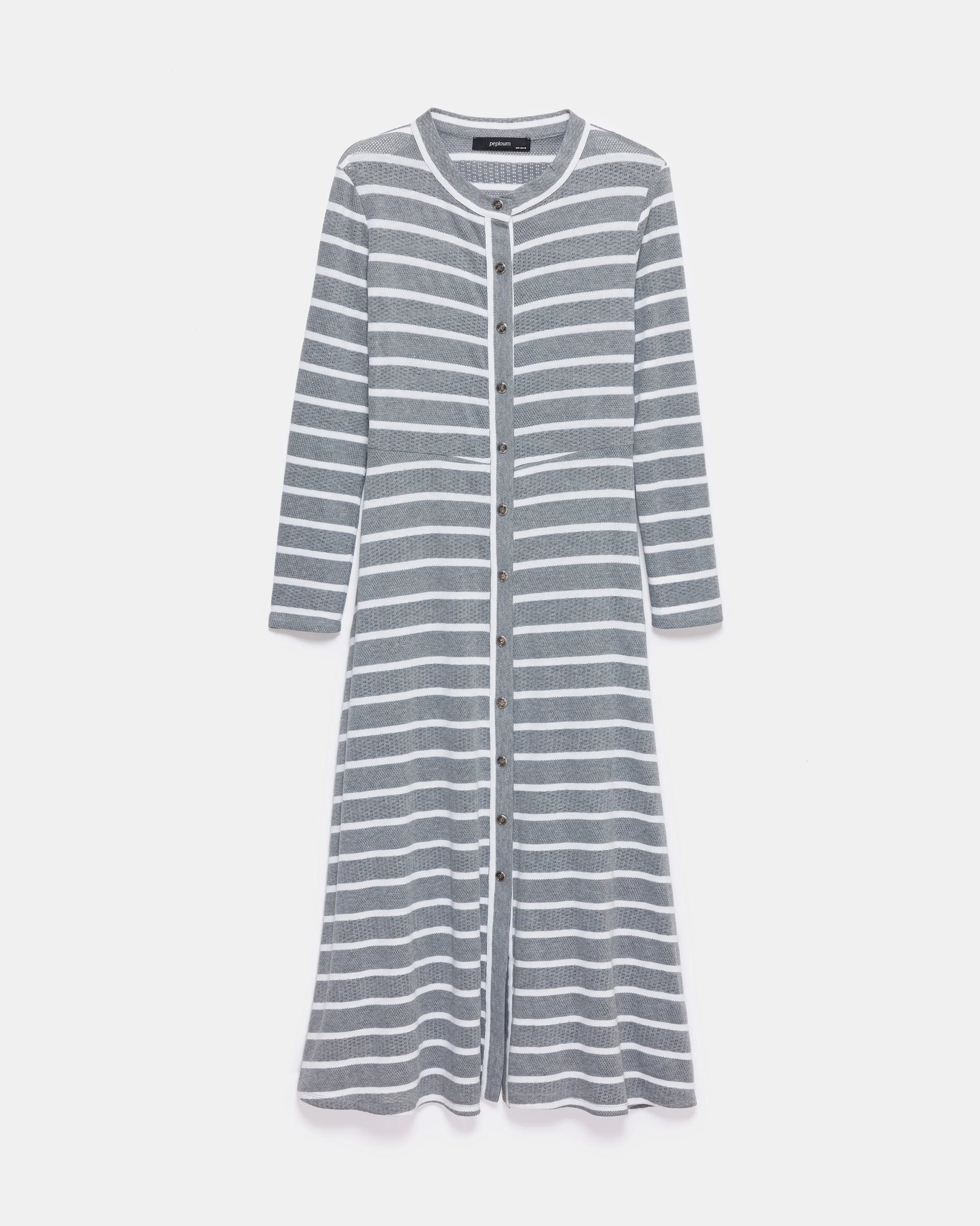 Gray Stripe All-Season Ribbed Knit Dress - Store WF