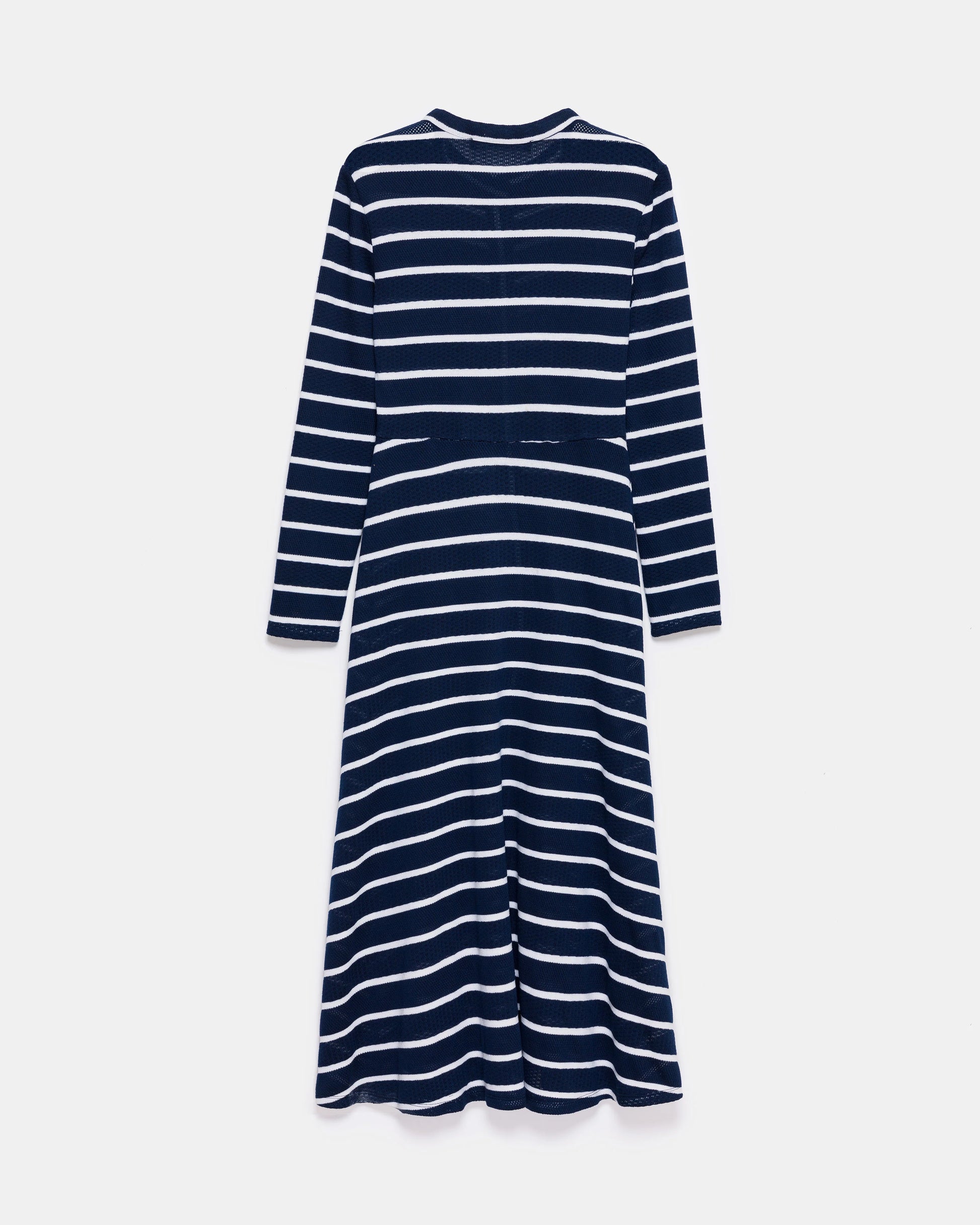 Navy Blue Stripe All-Season Ribbed Knit Dress - Store WF