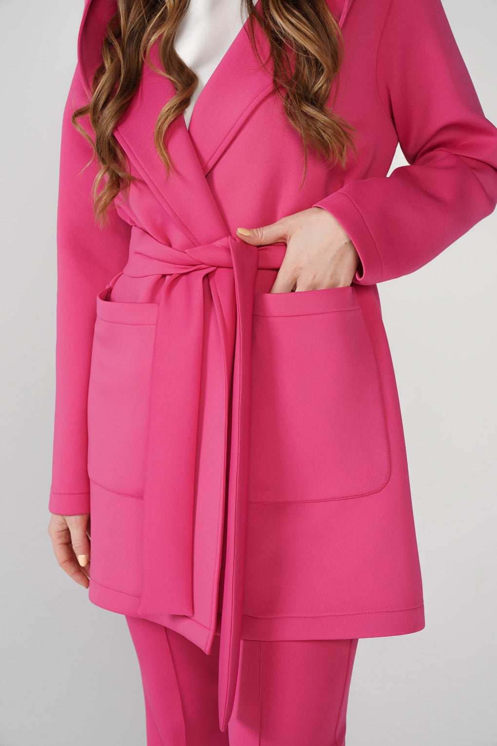 Pink Scuba Belted Jacket - Store WF