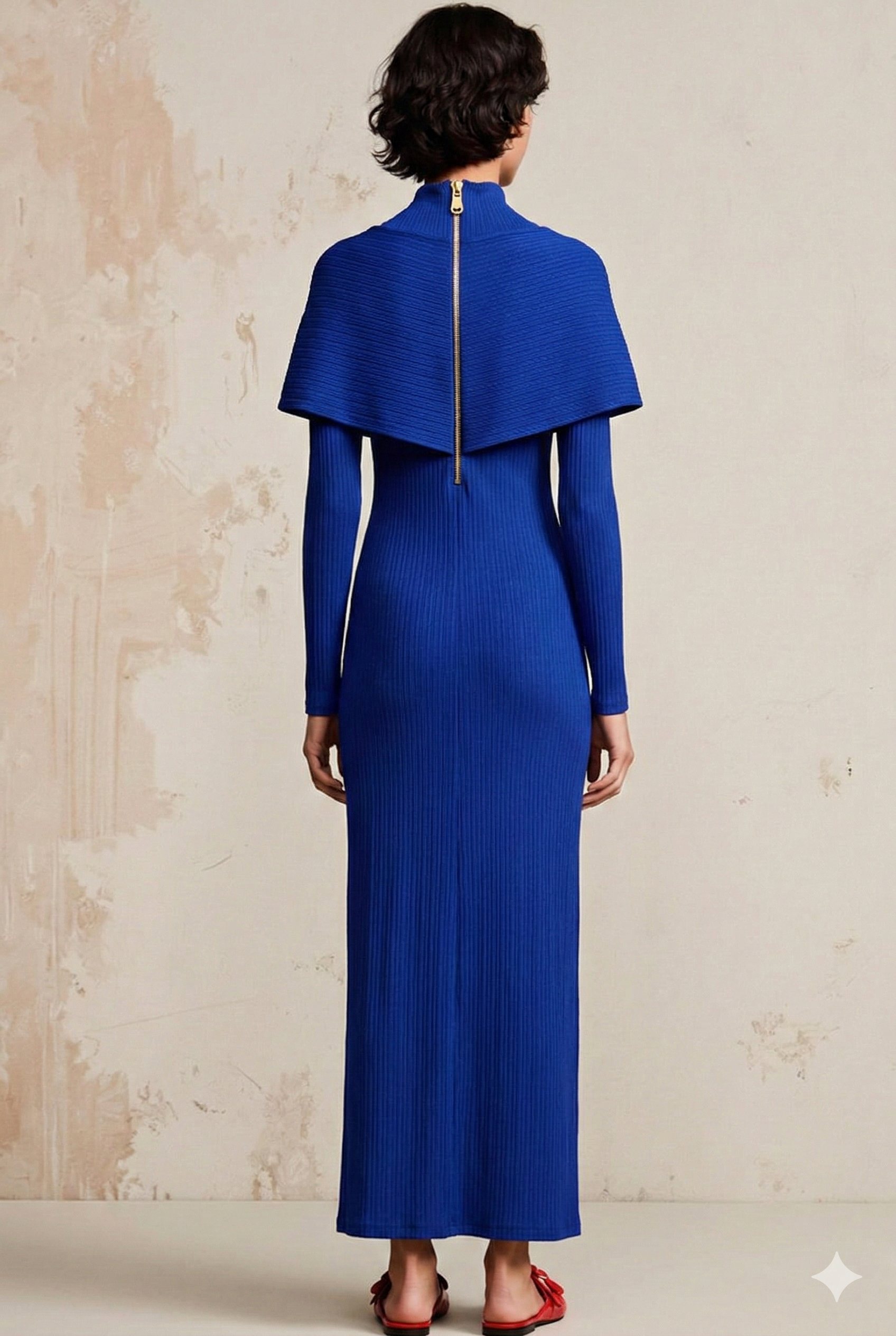 Royal Blue Wrap Style Modest Evening Dress - Store WF