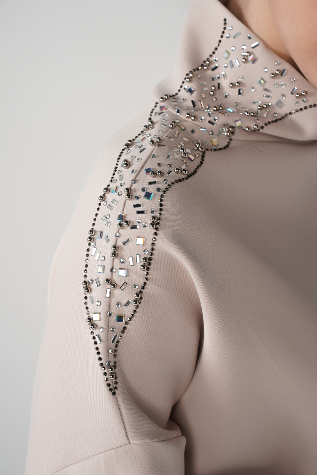 Beige High Neck Scuba Tracksuit Set - Store WF