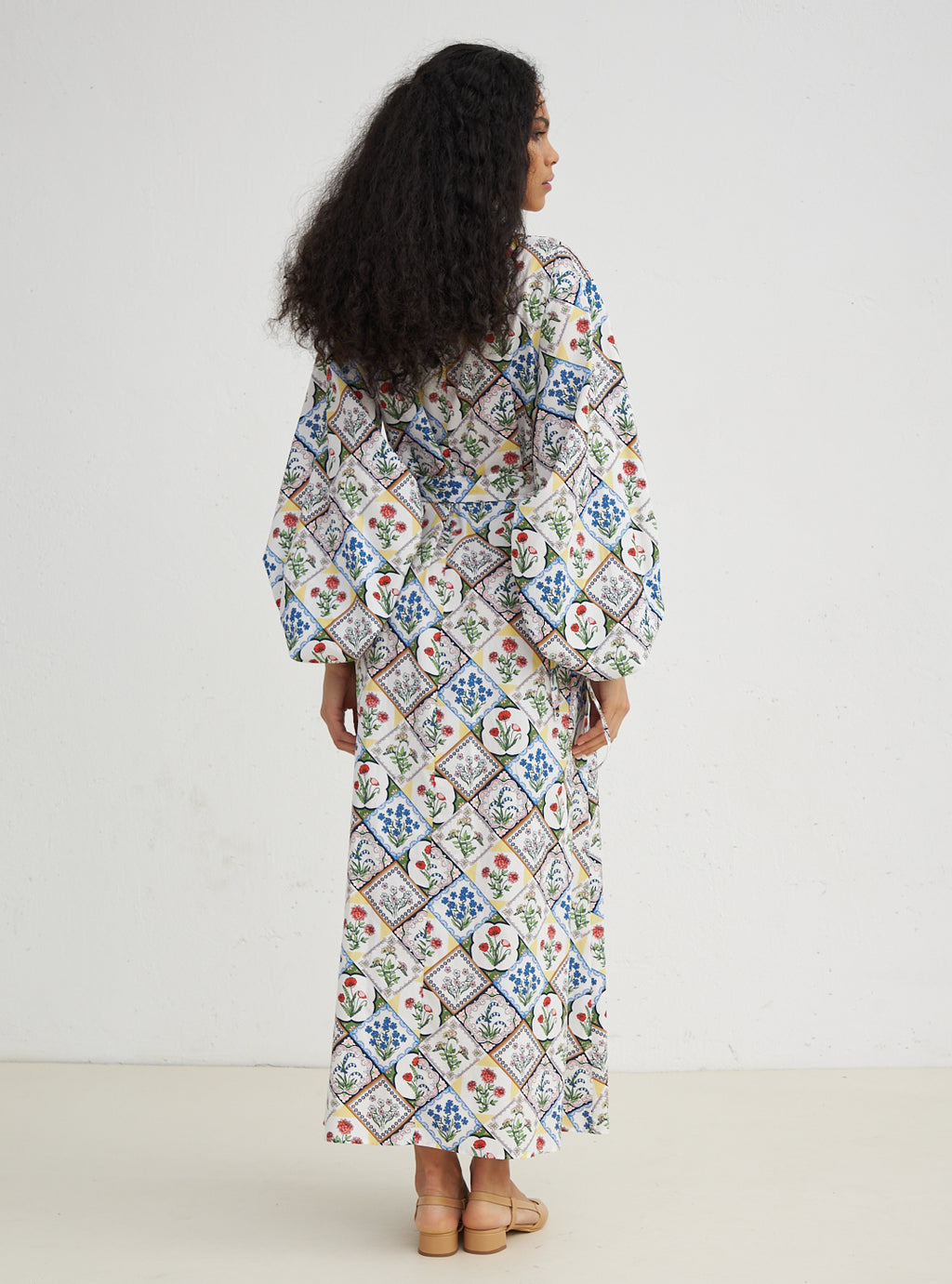 Cotton Balloon Sleeve Printed Dress - Store WF