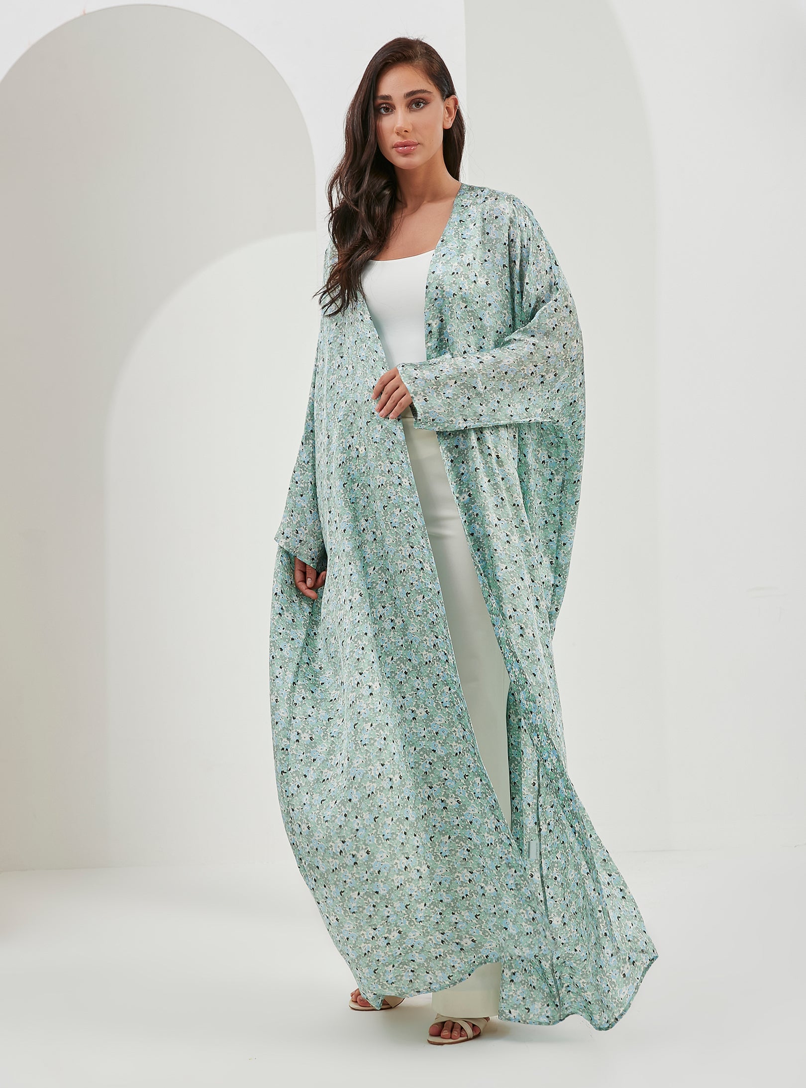 Mint Print Abaya Kaftan - Store WF
