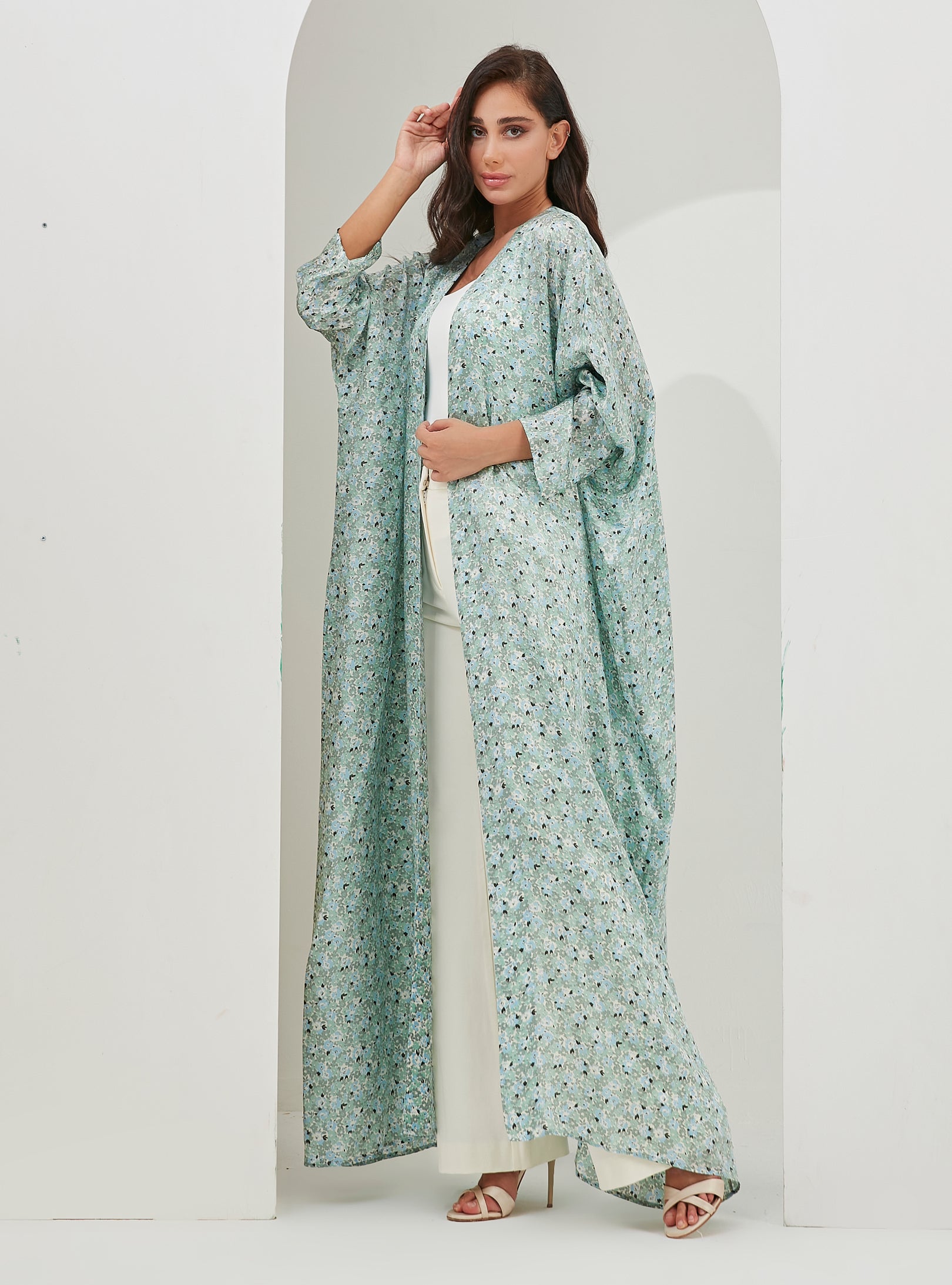Mint Print Abaya Kaftan - Store WF