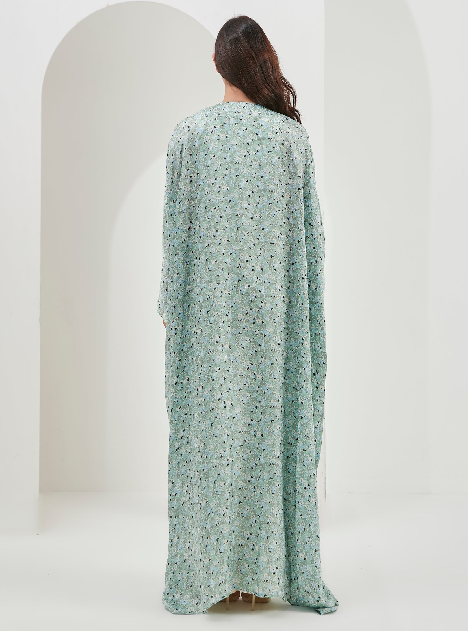 Mint Print Abaya Kaftan - Store WF