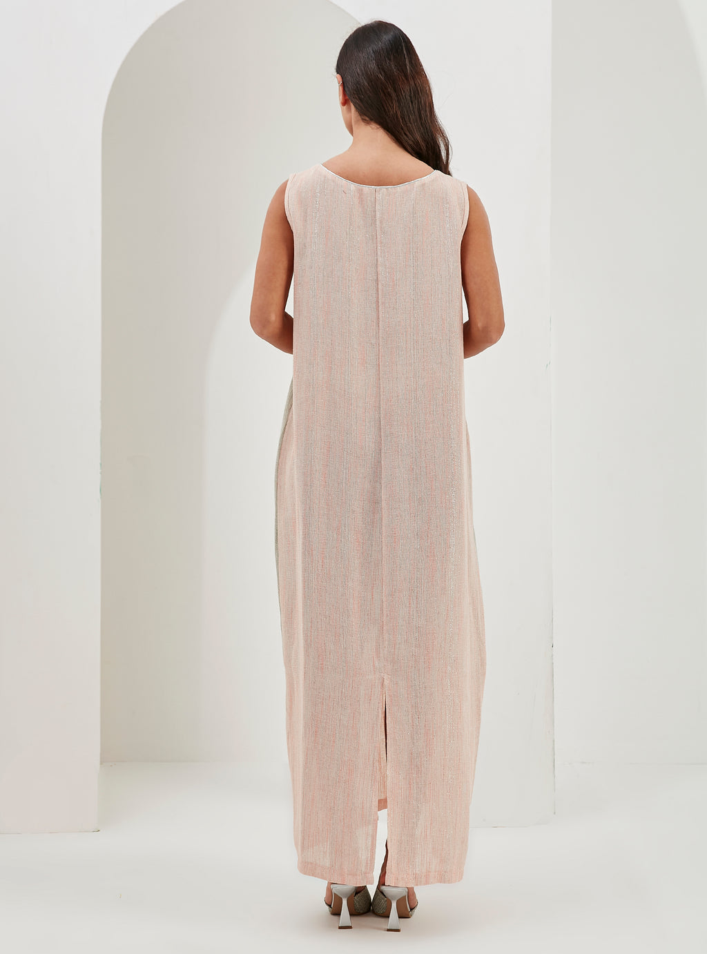 Linen Cotton Silver Glitter Three Pice Abaya Set - Store WF