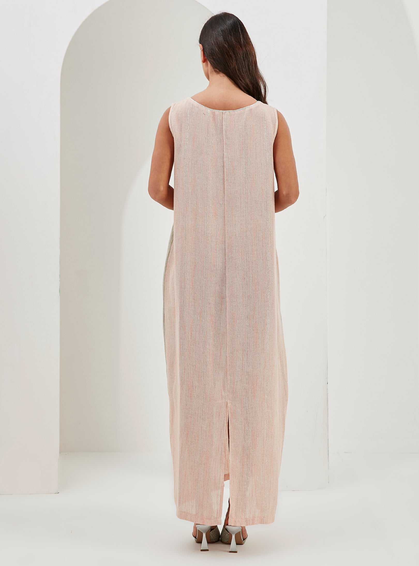 Linen Cotton Silver Glitter Three Pice Abaya Set - Store WF