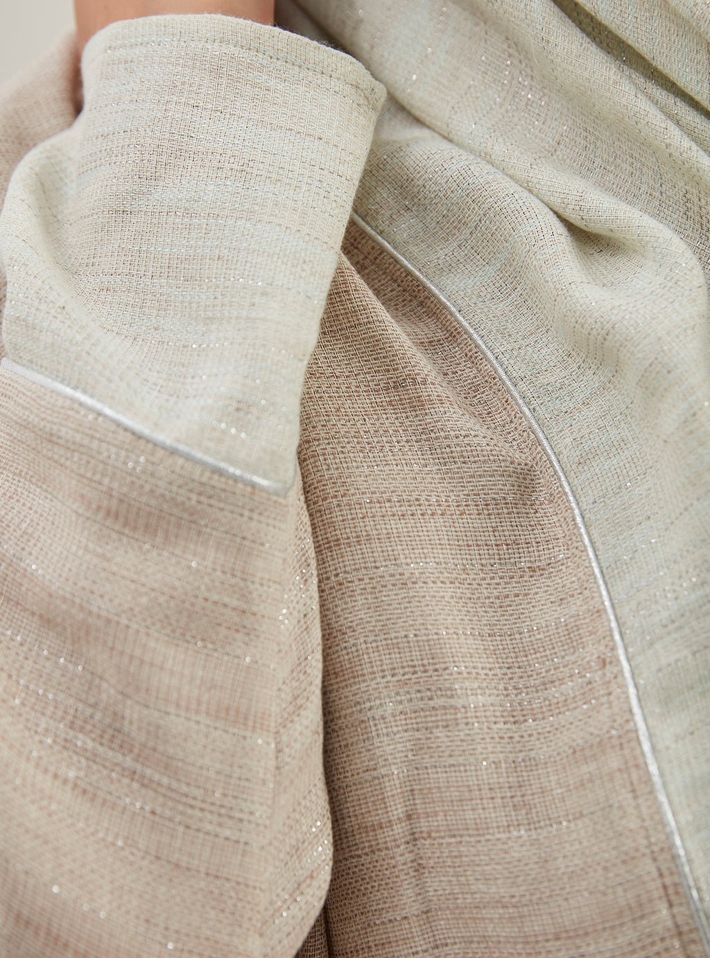 Linen Cotton Silver Glitter Three Pice Abaya Set - Store WF