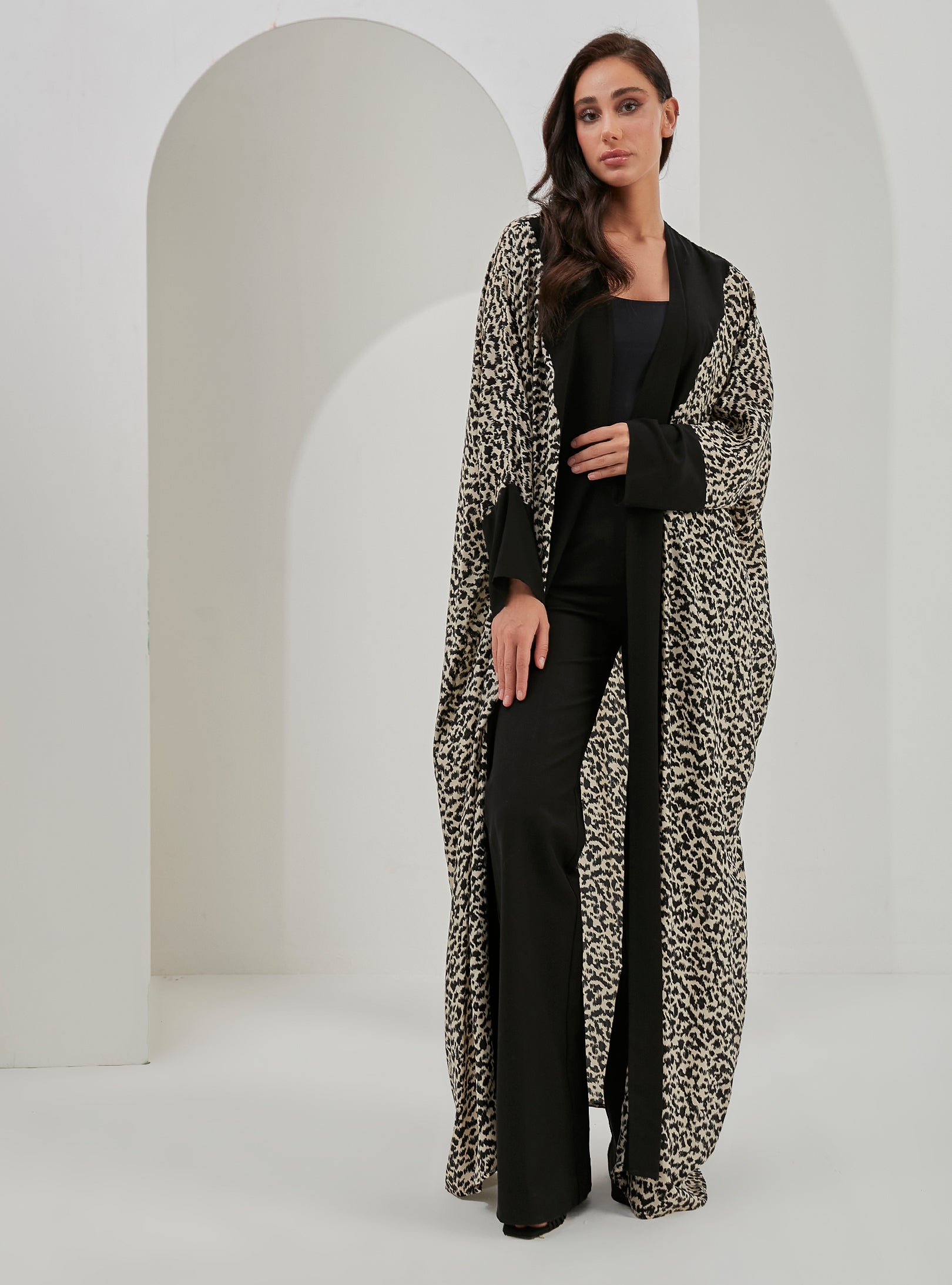Black Leopard Abaya Kaftan - Store WF