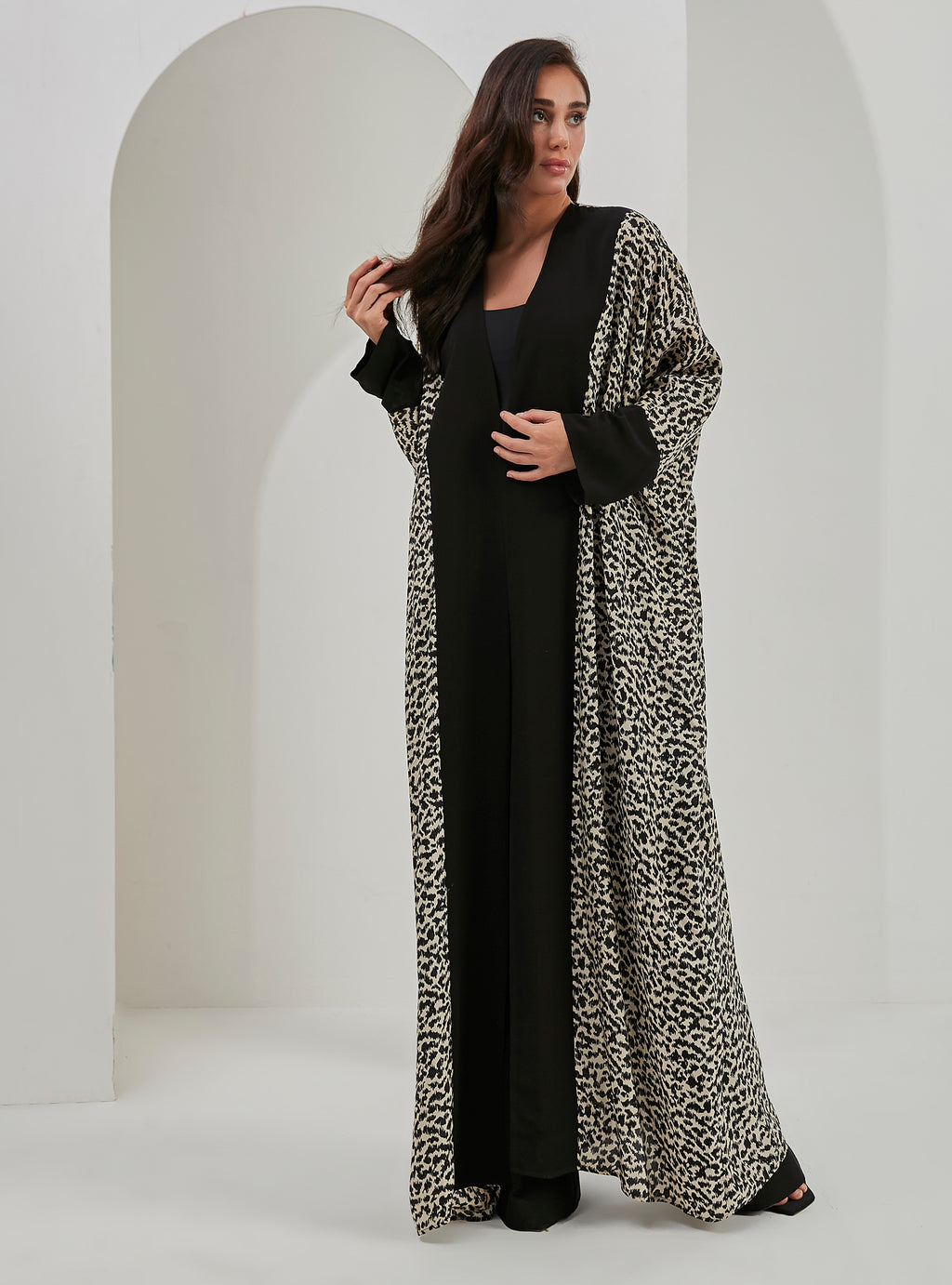 Black Leopard Abaya Kaftan - Store WF