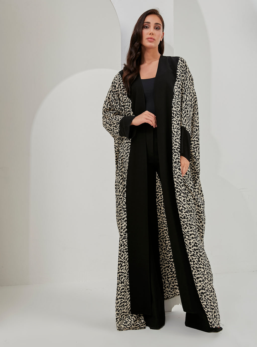Black Leopard Abaya Kaftan - Store WF