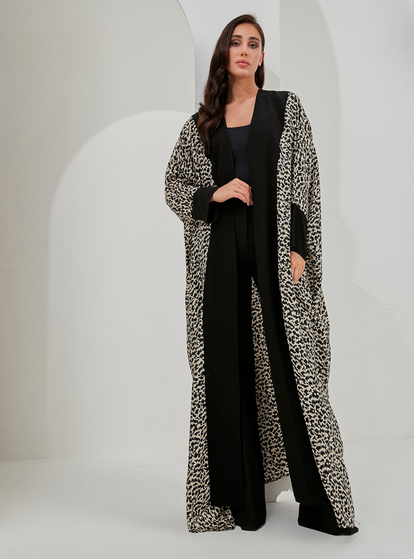 Black Leopard Abaya Kaftan - Store WF