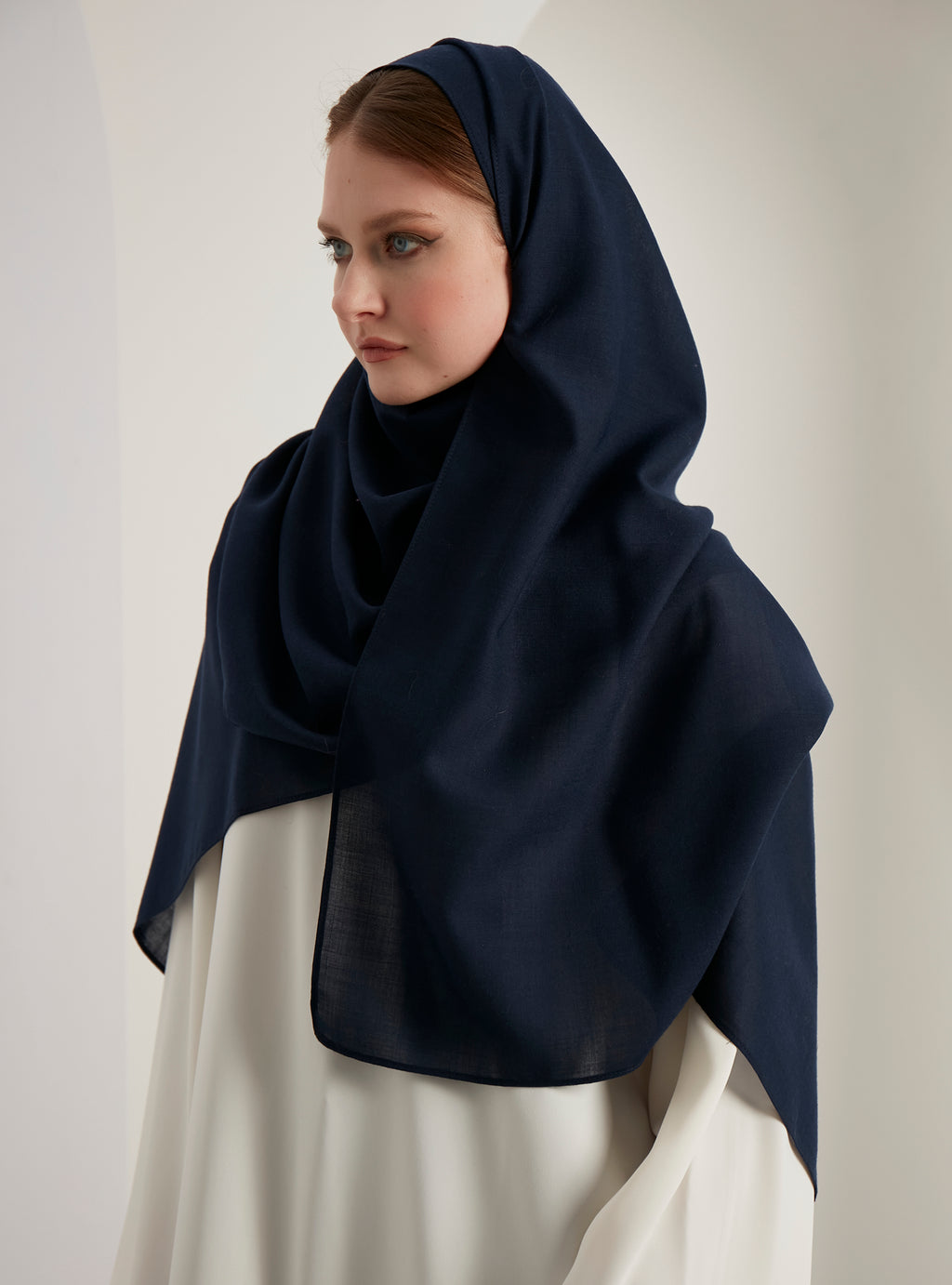 Navy Wool Scarves Hijab - Store WF