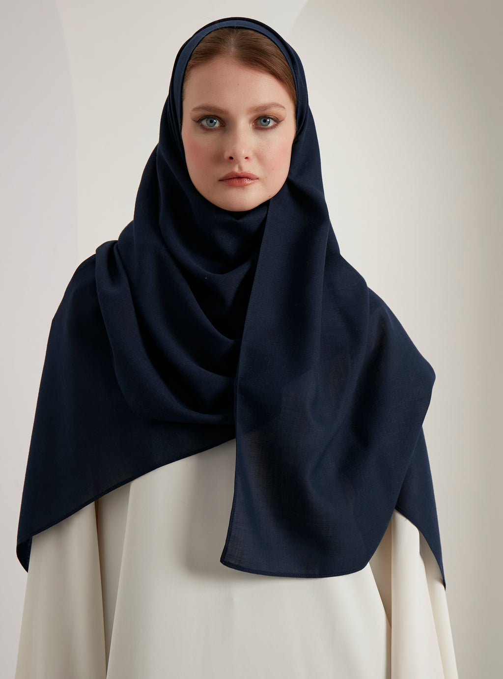 Navy Wool Scarves Hijab - Store WF