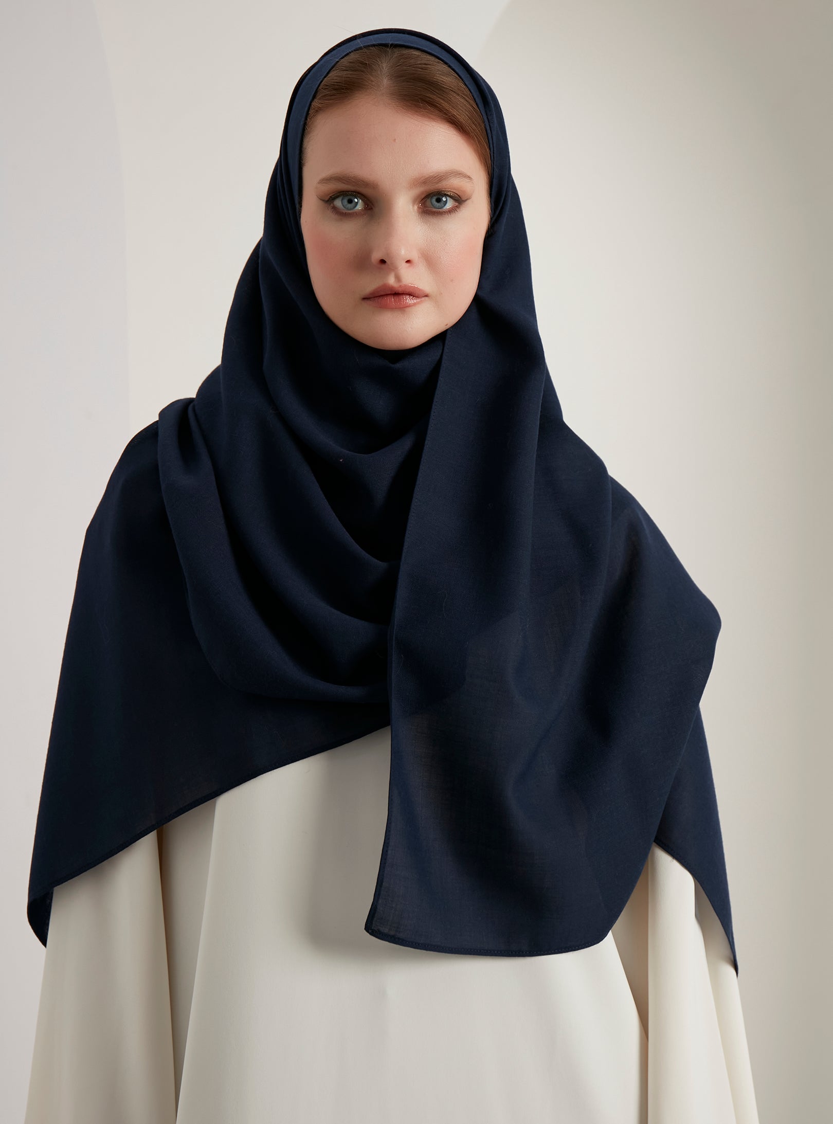 Navy Wool Scarves Hijab - Store WF