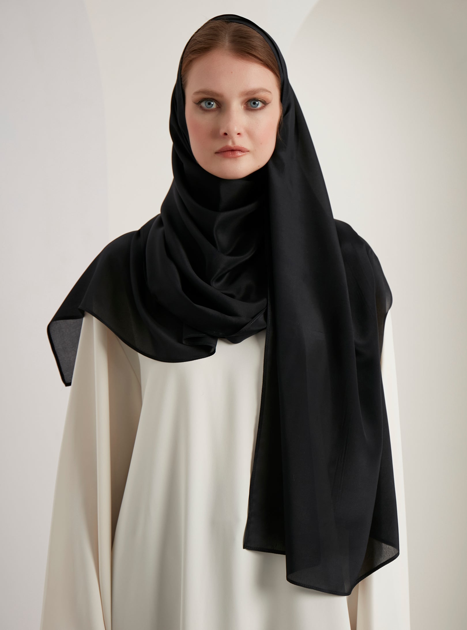 Silk black Scarves Hijab - Store WF