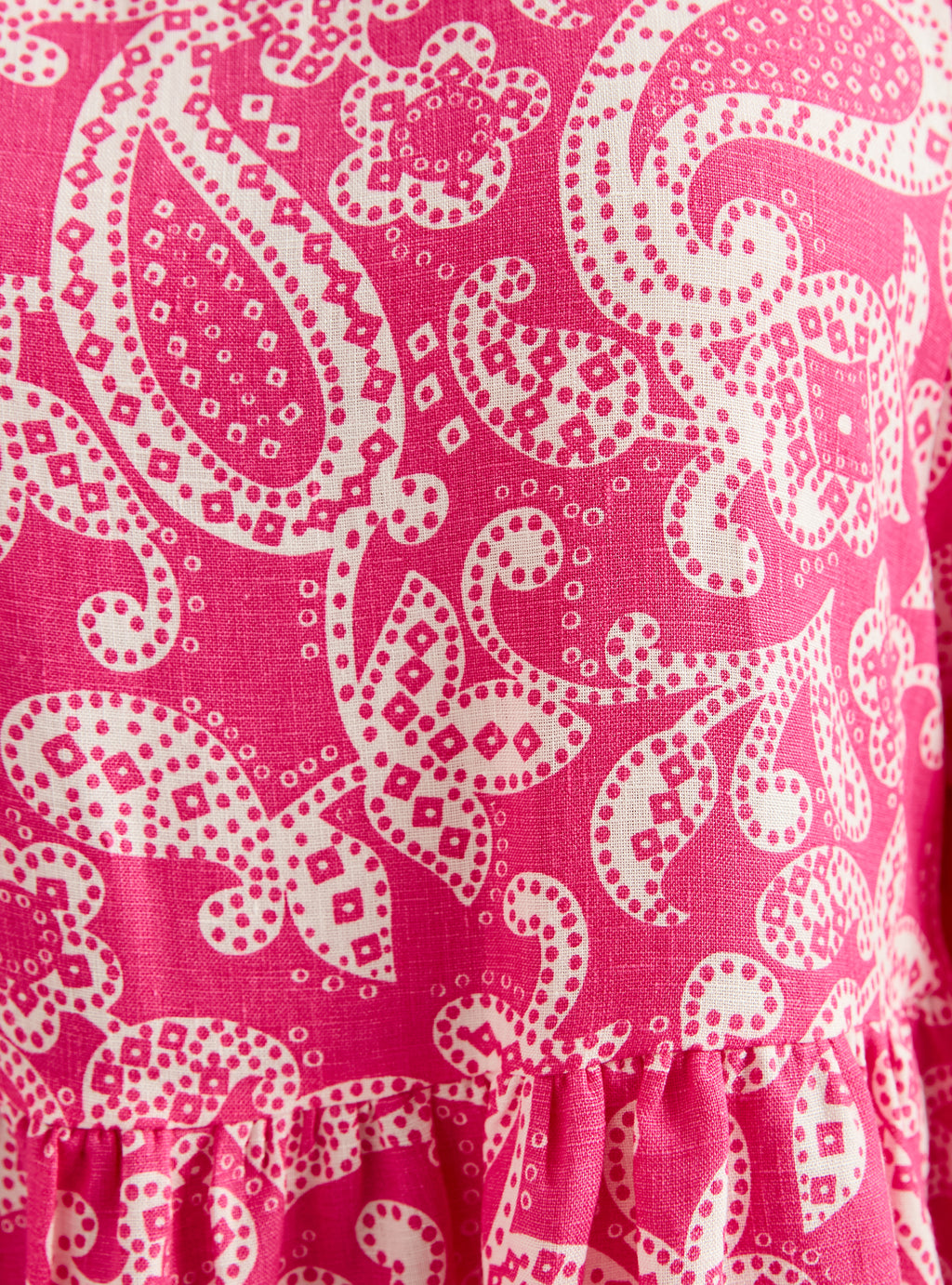 Pink Print Washed Linen V-Neck Maxi Dress - WF Atelier - Store WF