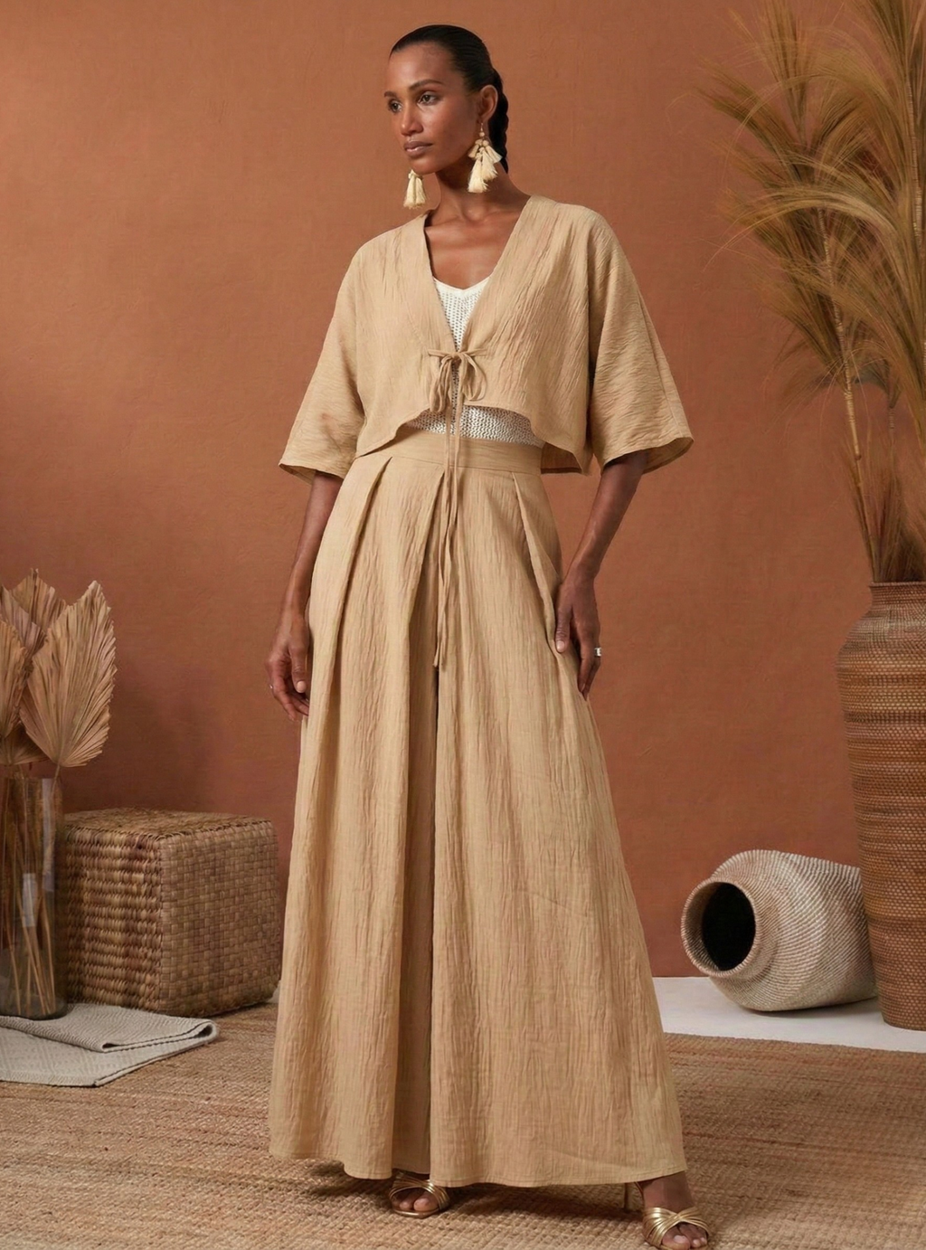 Linen Viscose Jacket & Skirt Set - Store WF