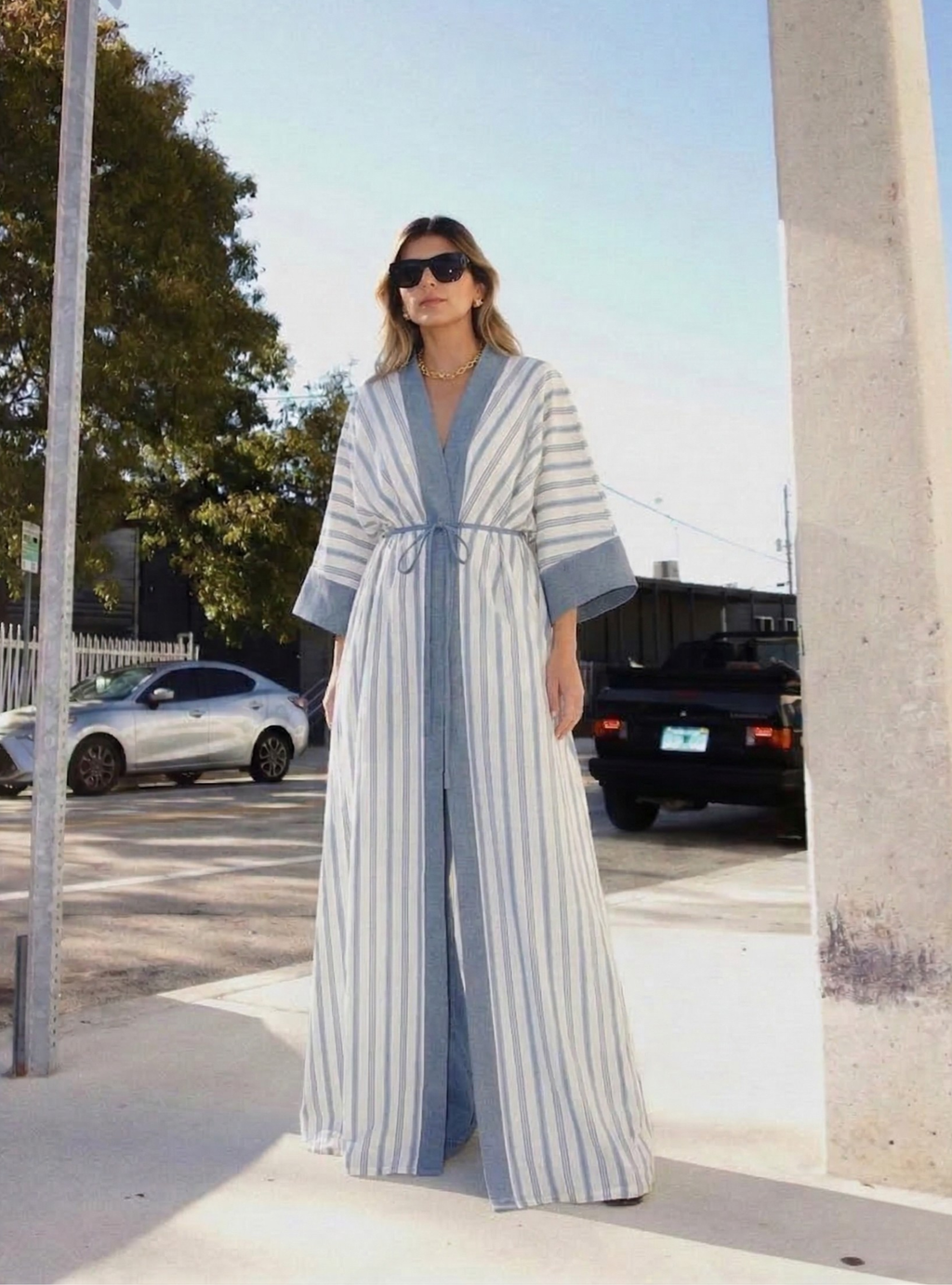 Cotton Stripe Abaya - Store WF