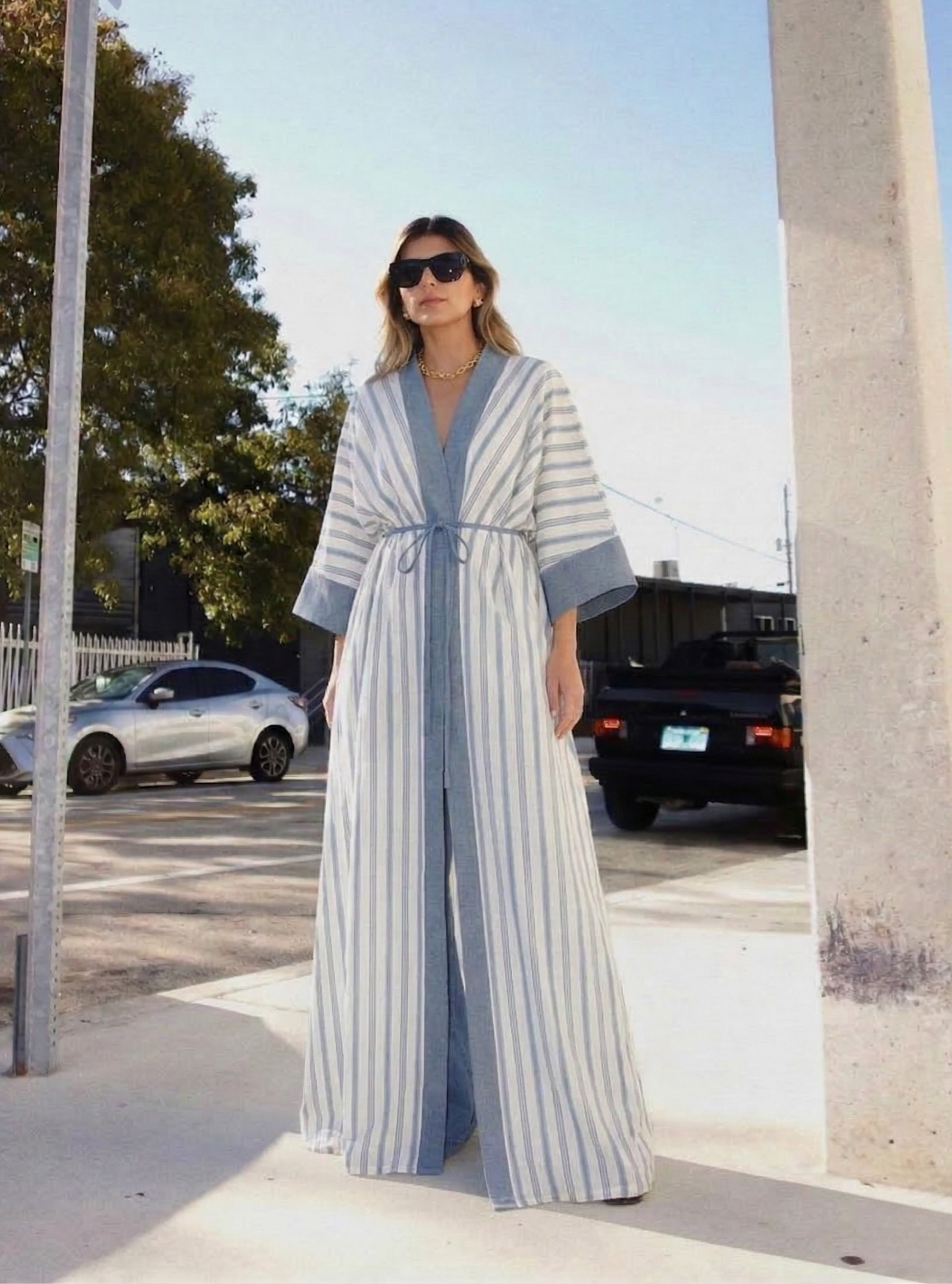 Cotton Stripe Abaya - Store WF