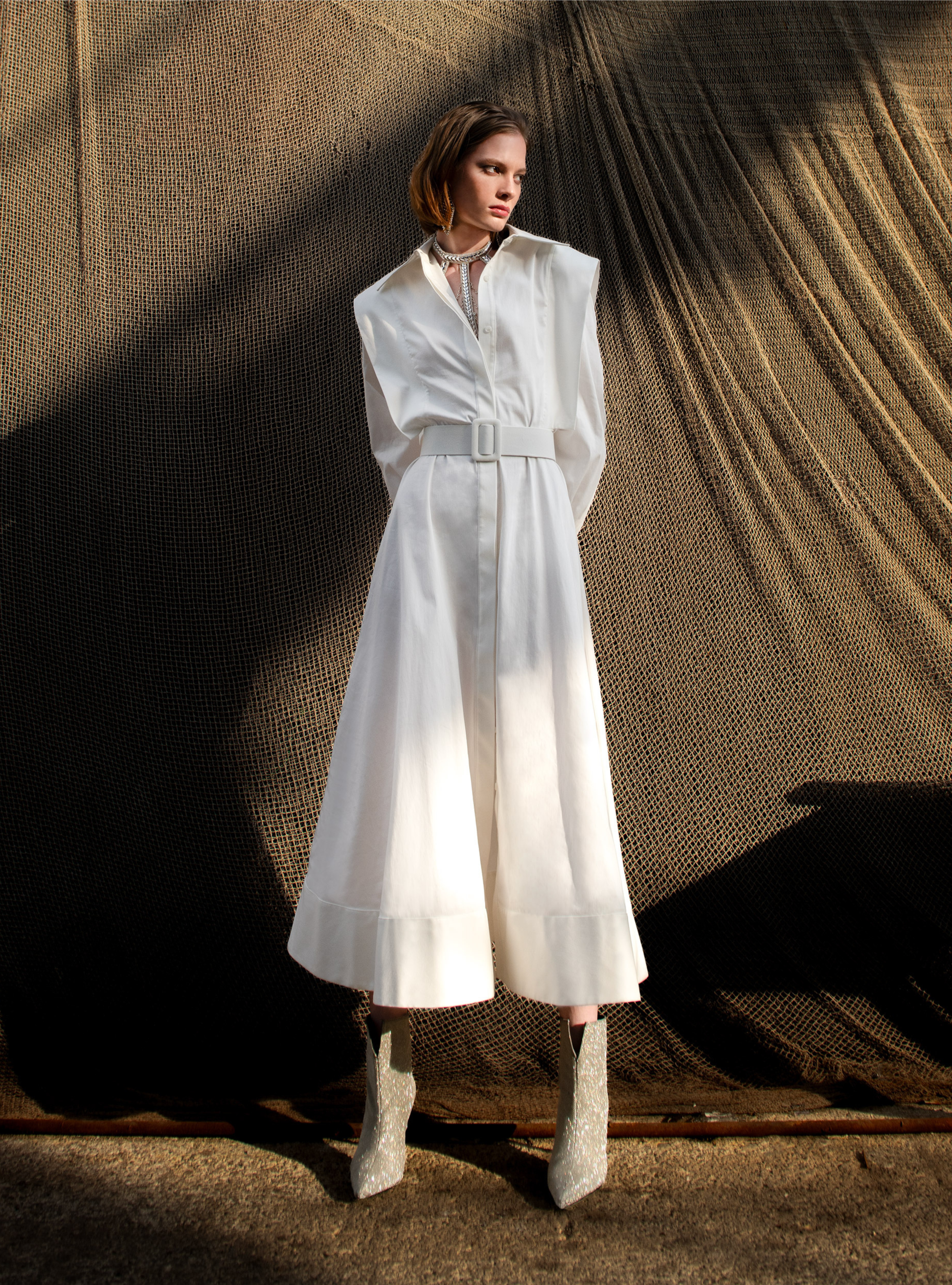 White Belted Maxi Dress