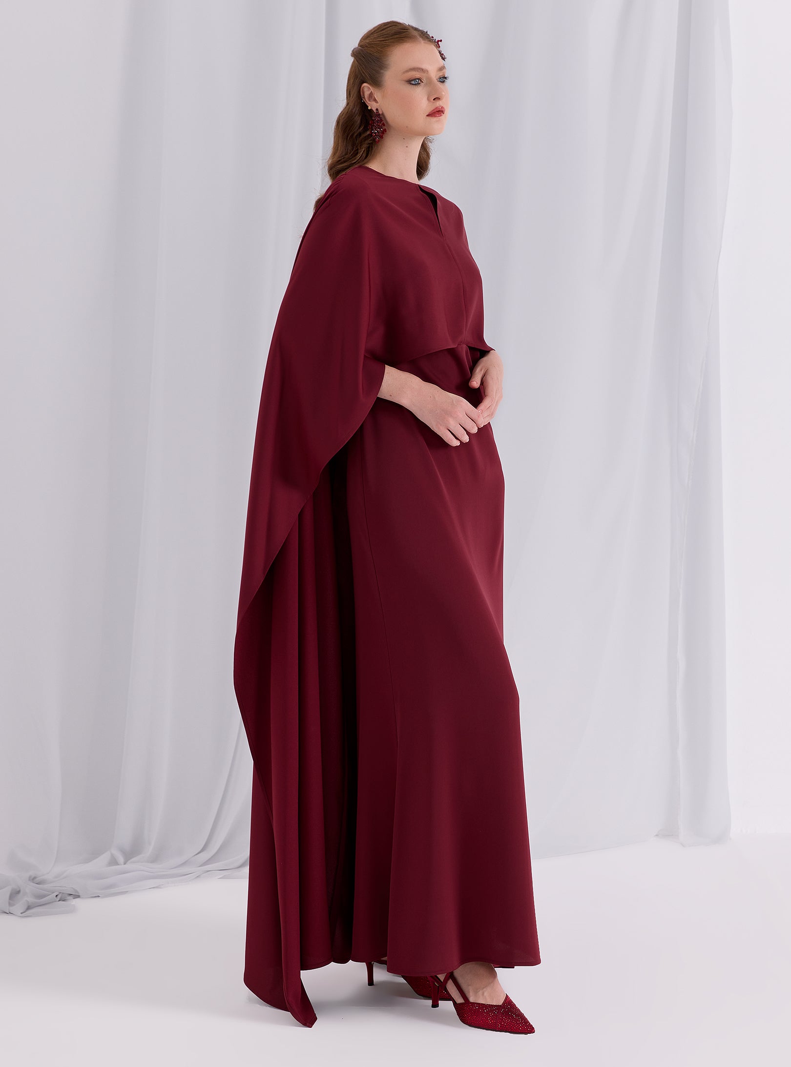 Burgundy Evenin out Cape Dress - Store WF
