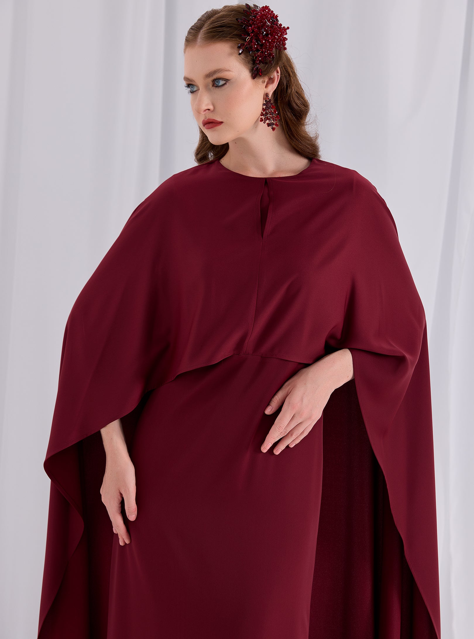 Burgundy Evenin out Cape Dress - Store WF