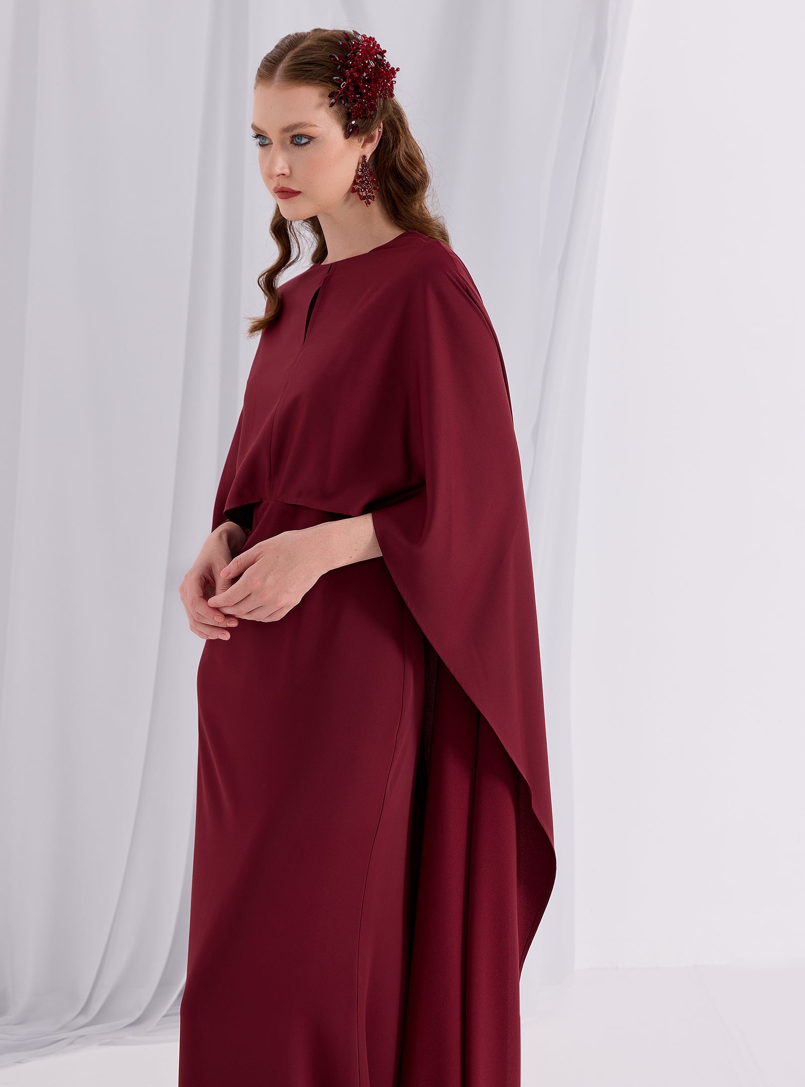 Burgundy Evenin out Cape Dress - Store WF