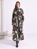 Brown Printed Maxi Dress - Store WF