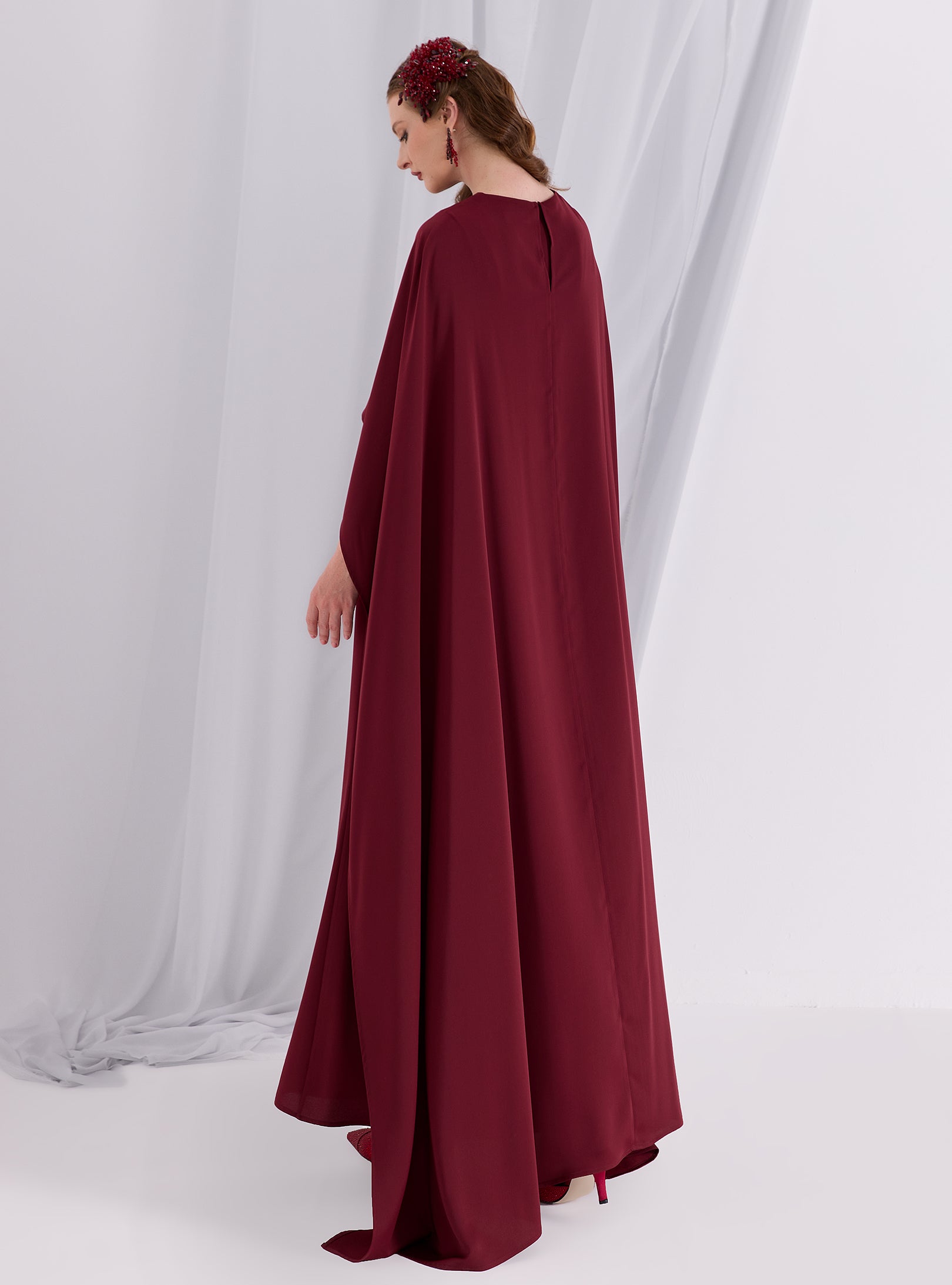 Burgundy Evenin out Cape Dress - Store WF