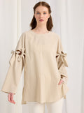 Beige Top With Sleeve Ties - Store WF