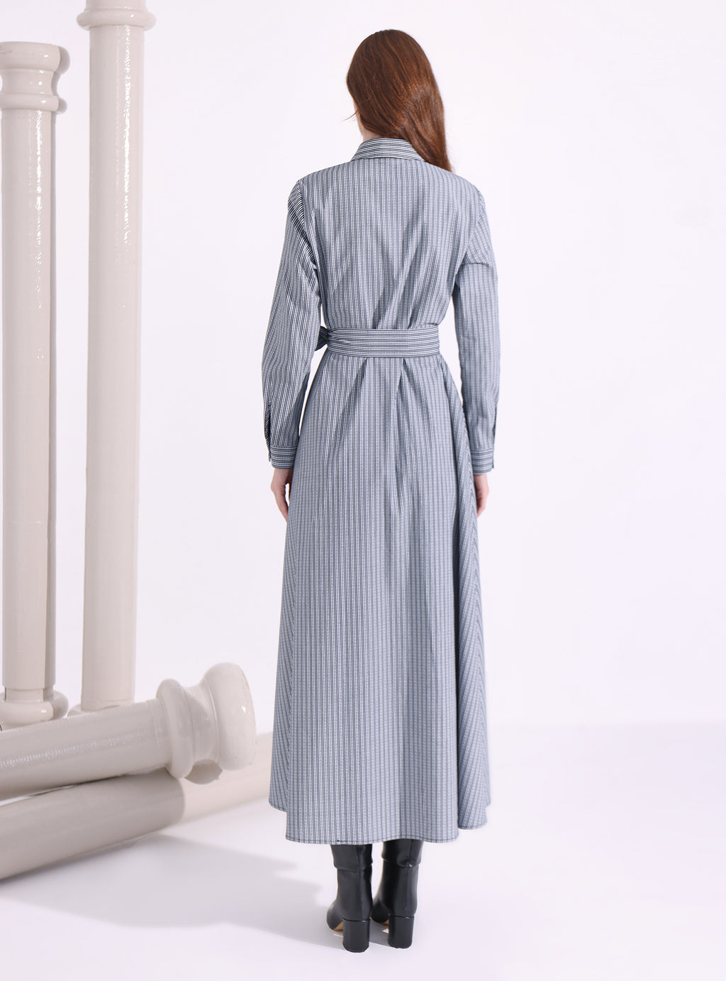 Navy Stripe Maxi Shirt Dress - Store WF