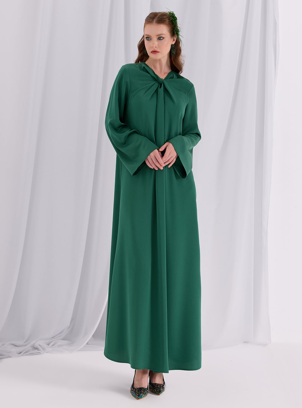 Knotted Maxi Dress Emerald - Store WF