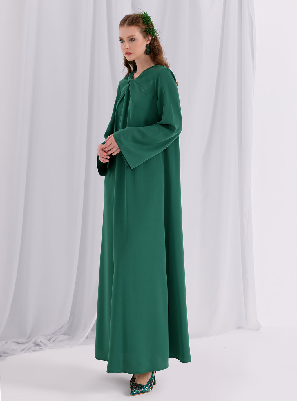 Knotted Maxi Dress Emerald - Store WF