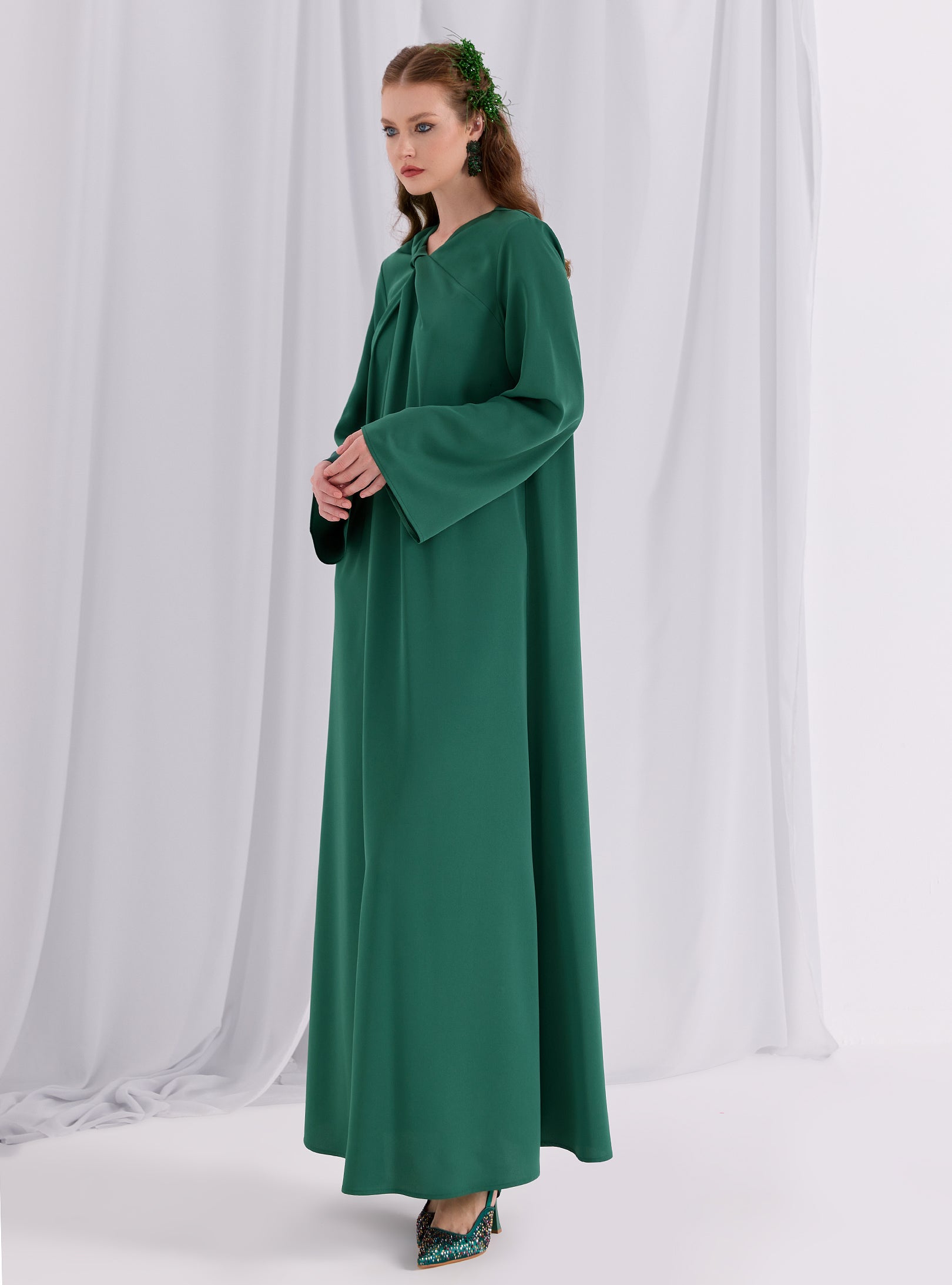 Knotted Maxi Dress Emerald - Store WF