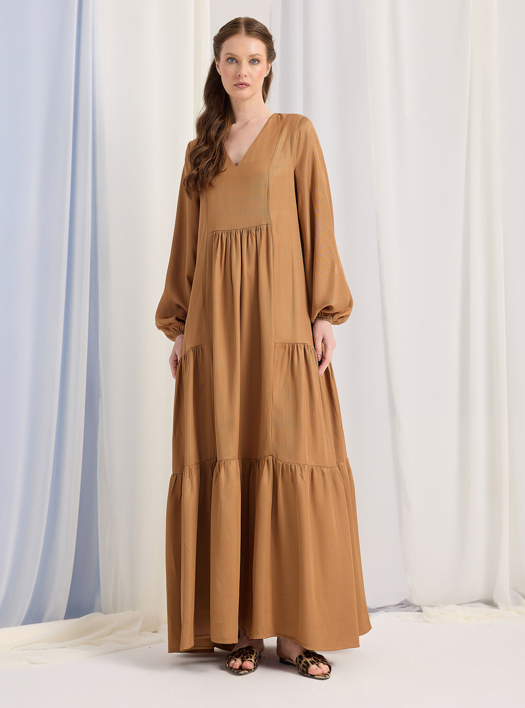 Viscose V Neck Maxi Dress - Store WF