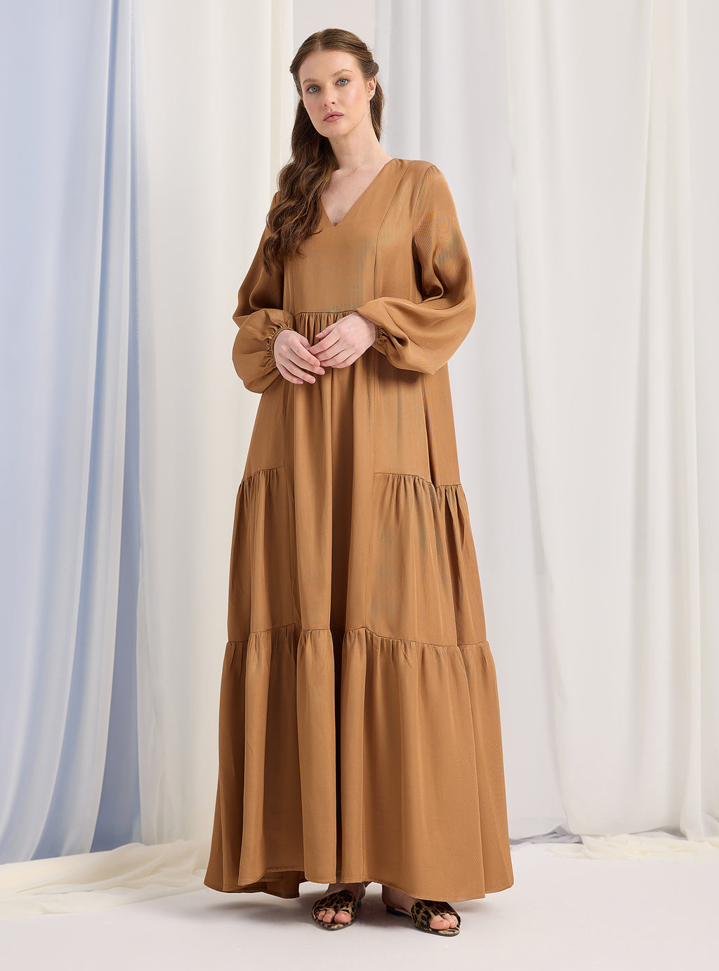 Viscose V Neck Maxi Dress - Store WF