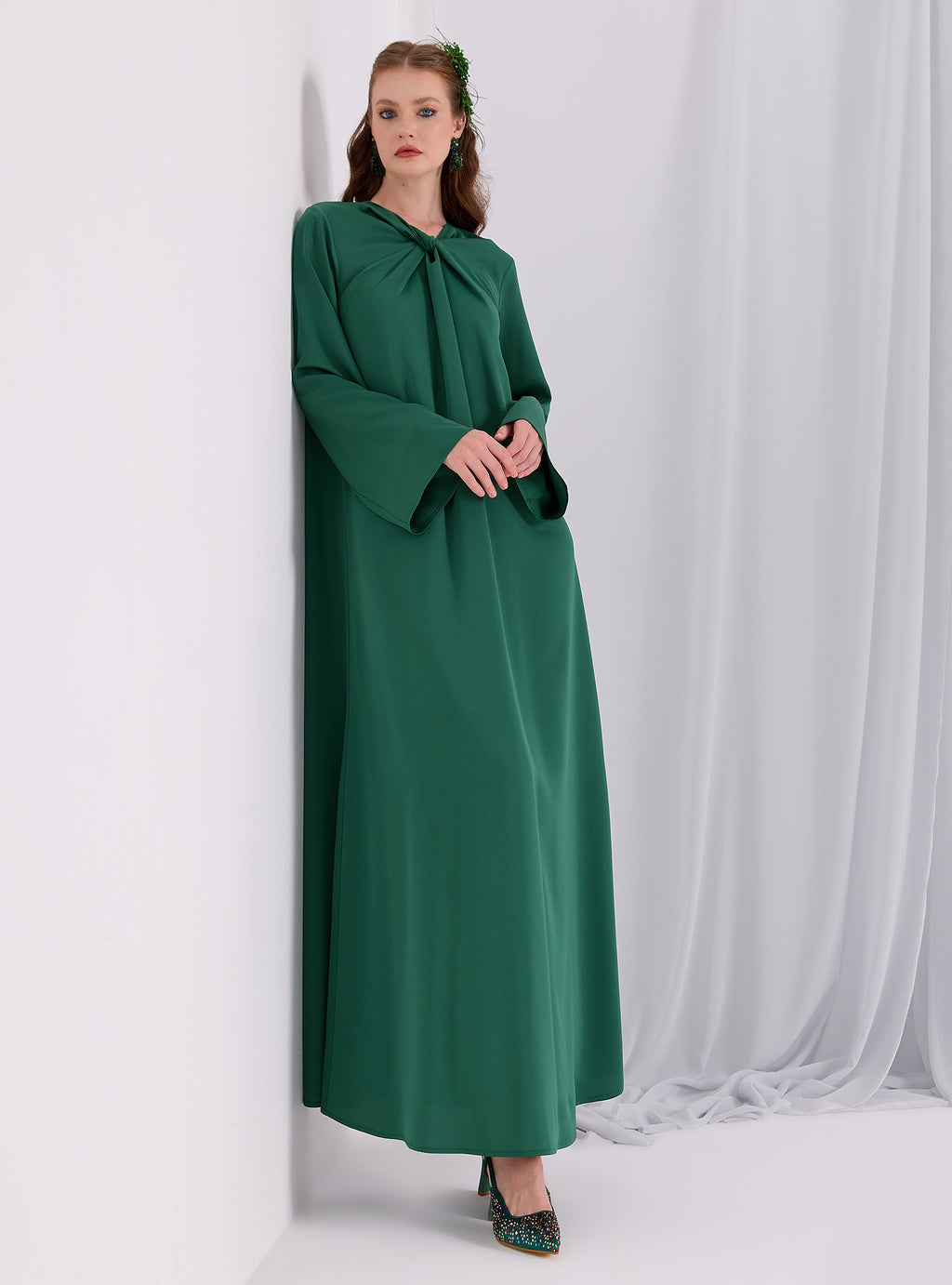 Knotted Maxi Dress Emerald - Store WF