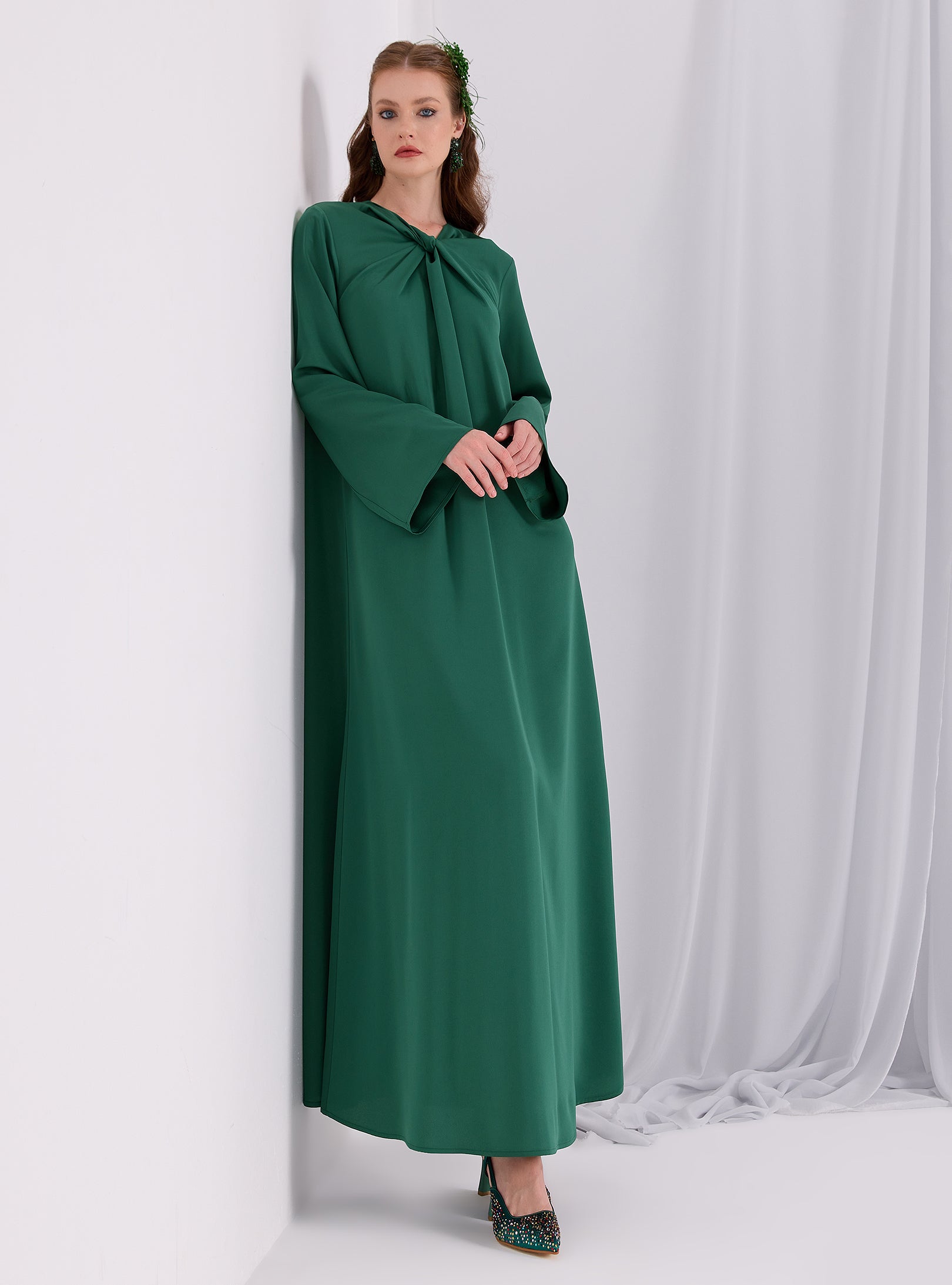 Knotted Maxi Dress Emerald - Store WF