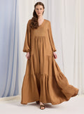 Viscose V Neck Maxi Dress - Store WF
