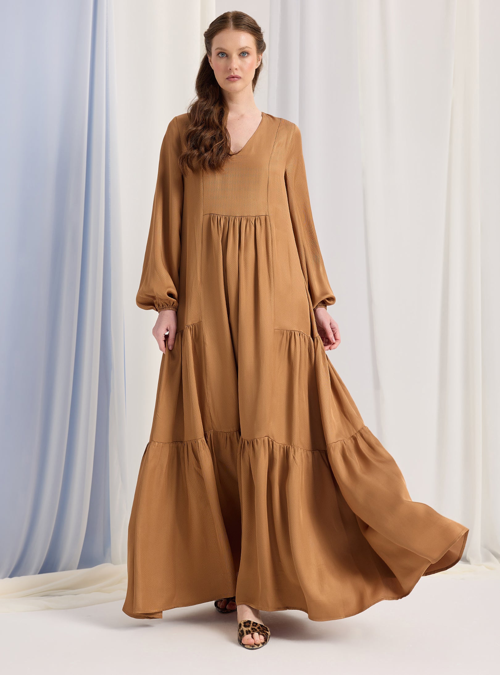Viscose V Neck Maxi Dress - Store WF