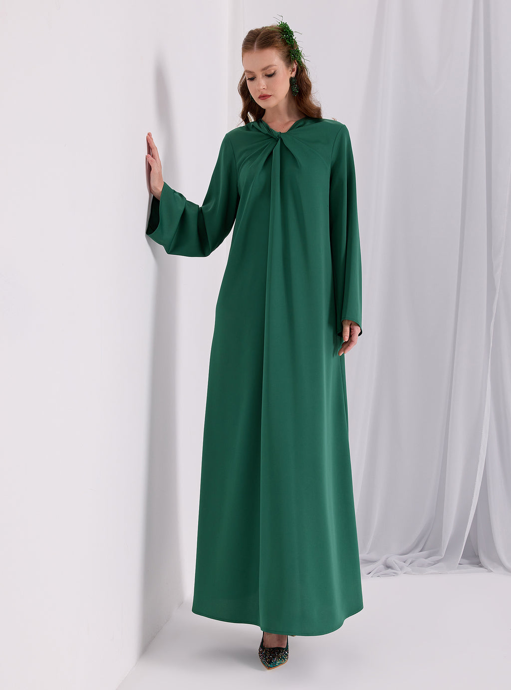 Knotted Maxi Dress Emerald - Store WF