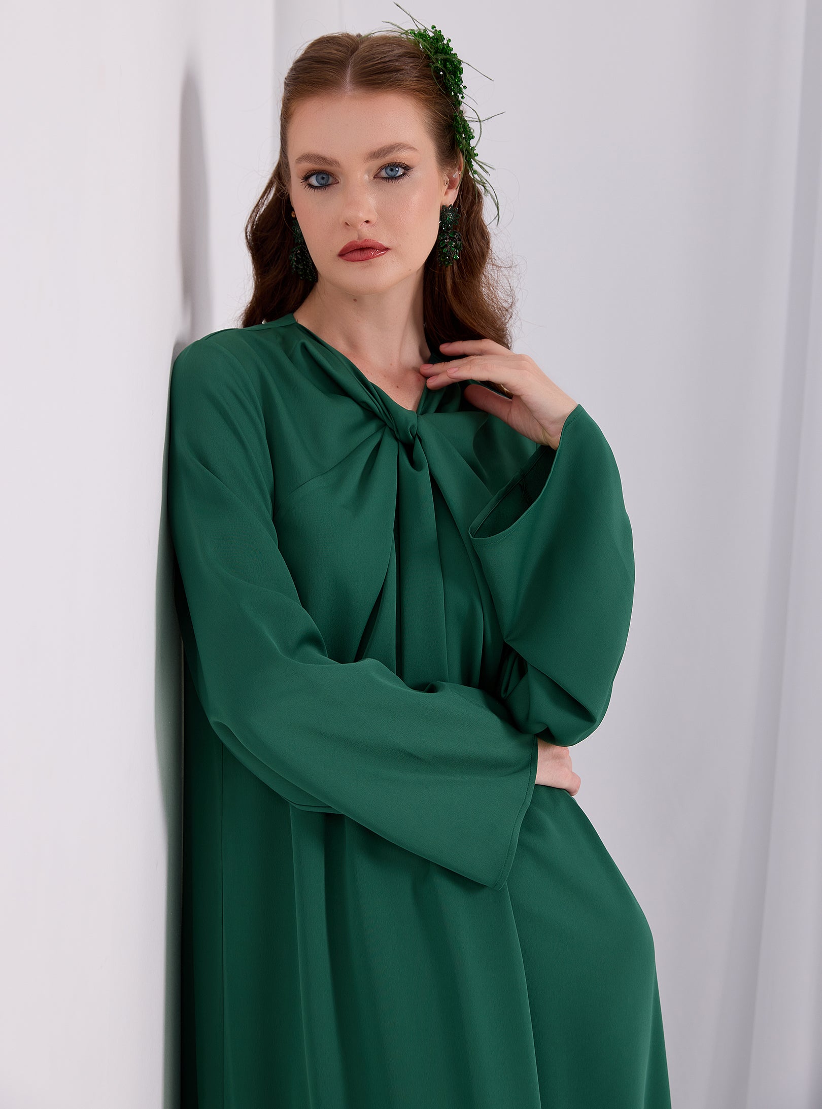 Knotted Maxi Dress Emerald - Store WF
