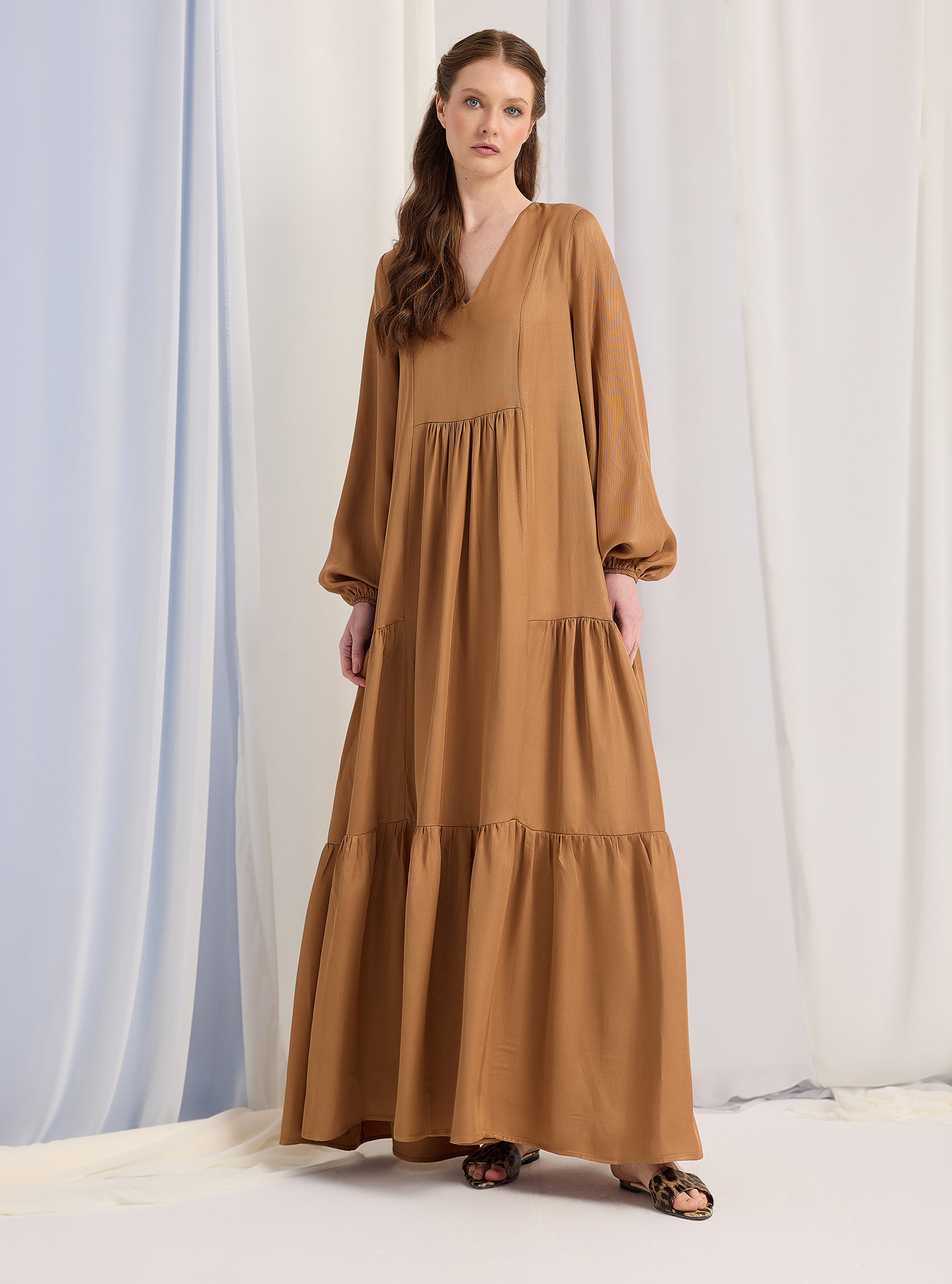 Viscose V Neck Maxi Dress - Store WF