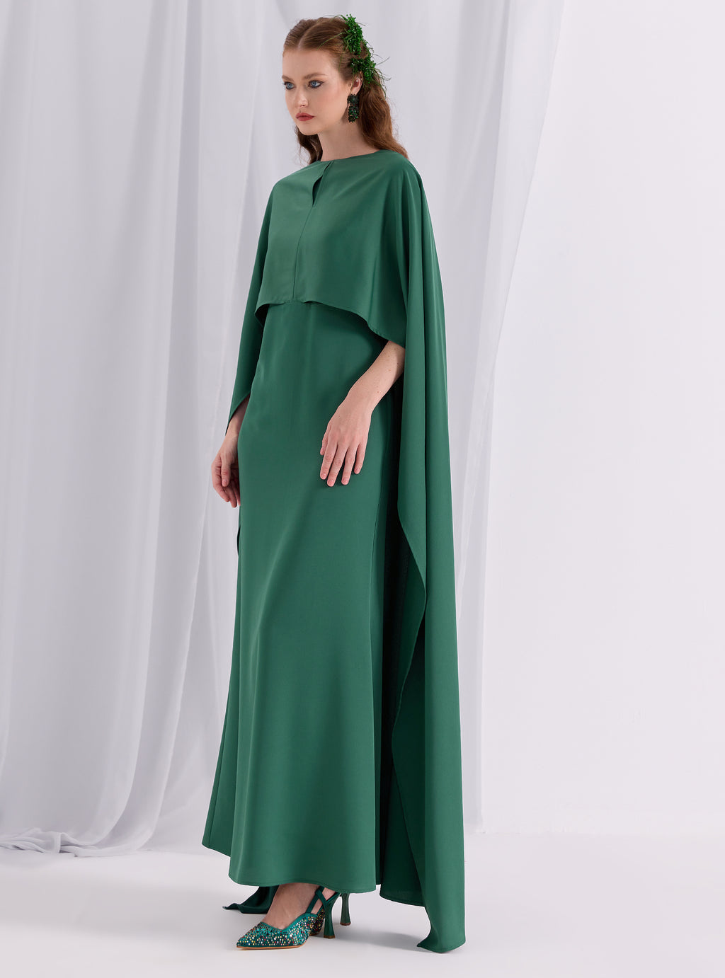 Emerald Evenin out Cape Dress - Store WF