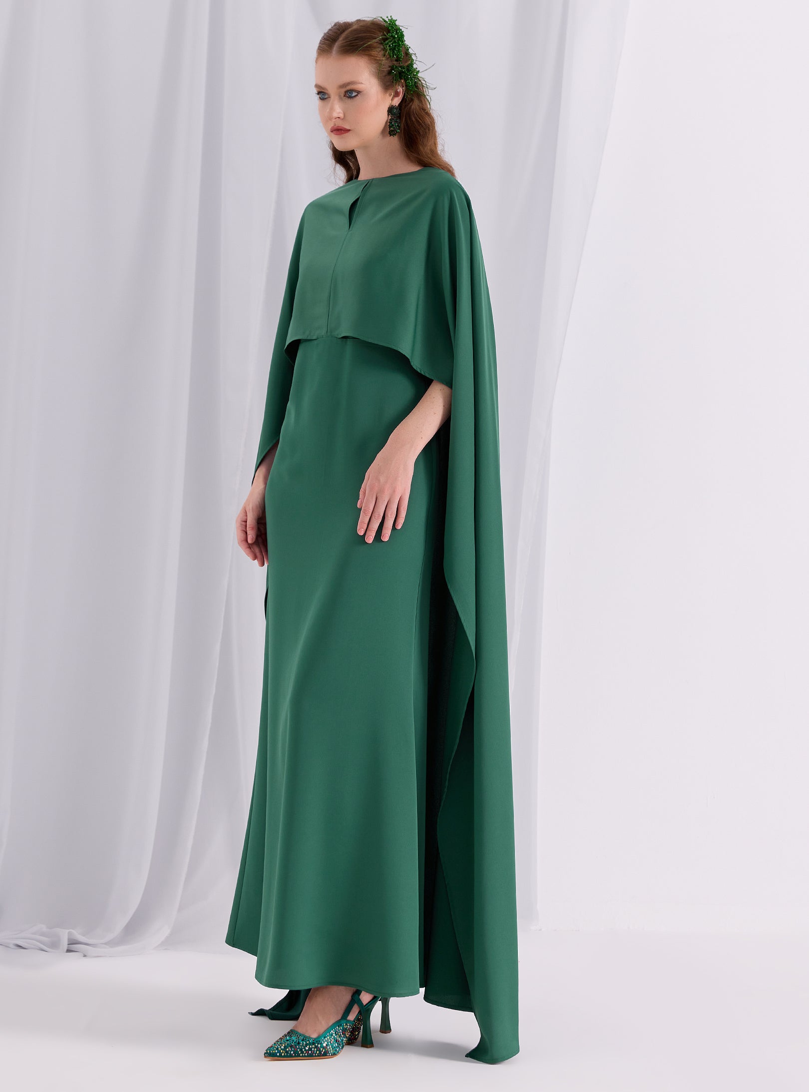 Emerald Evenin out Cape Dress - Store WF